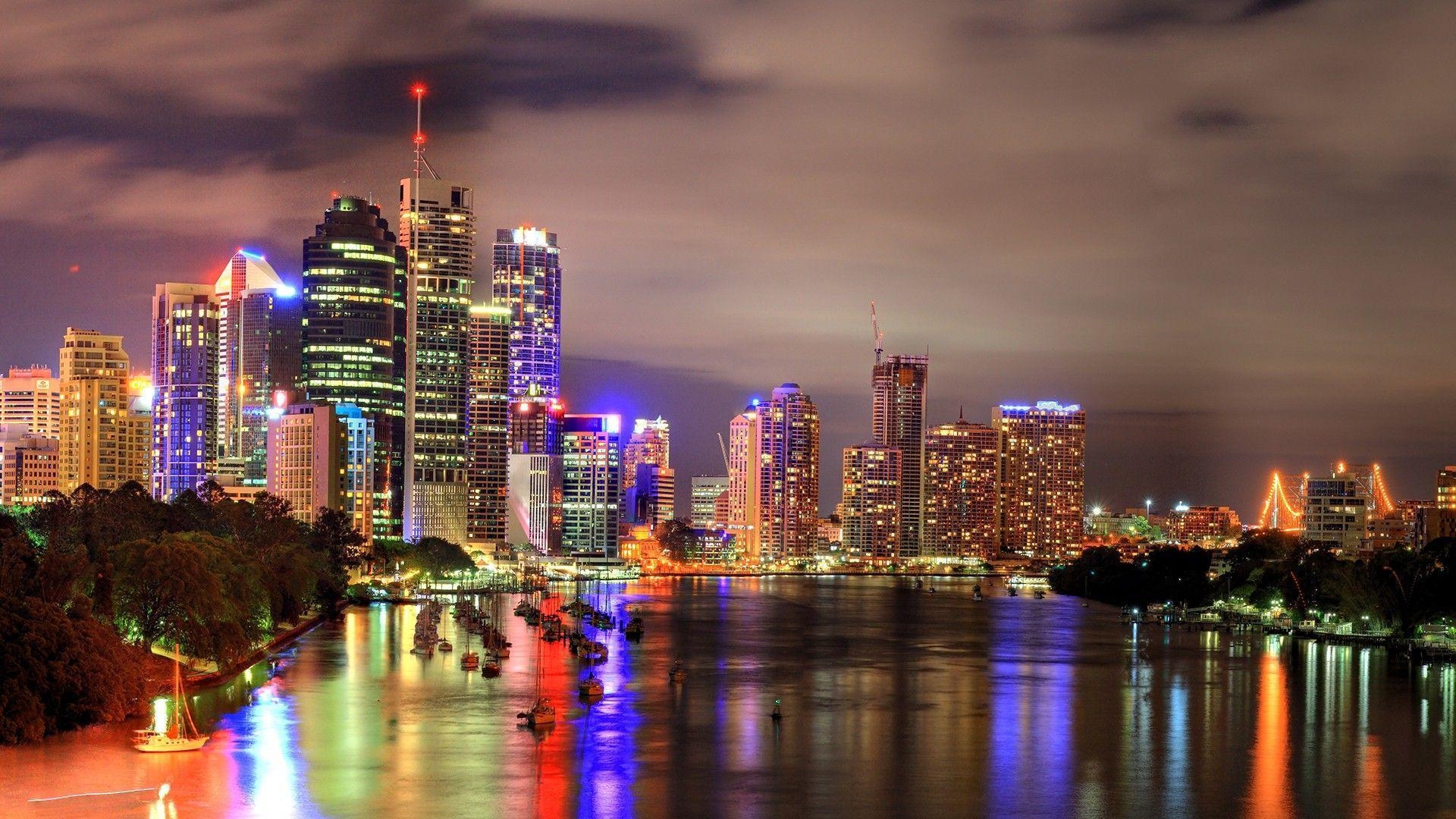 1920x1080 Brisbane by night Wallpaper Australia World 36 Wallpaper, Desktop