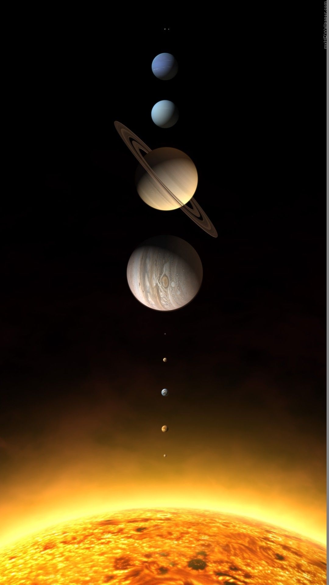 1080x1920 Realistic Solar System Planets Rendering iPhone 8 Wallpaper Free, Phone