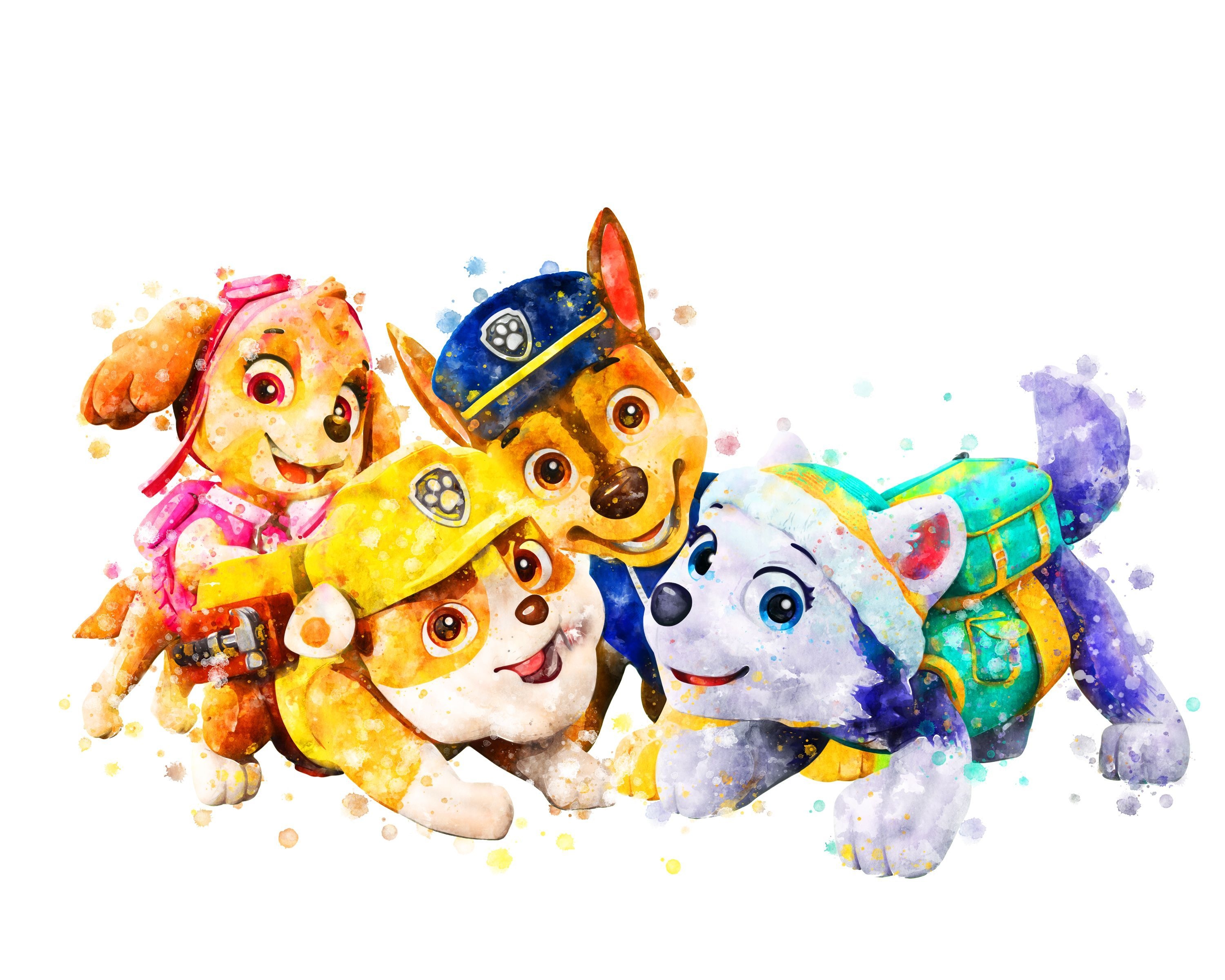 3000x2400 Paw Patrol Print Skye Everest Chase Rubble Watercolor. Etsy. Paw painting, Skye paw patrol, Watercolor printable, Desktop