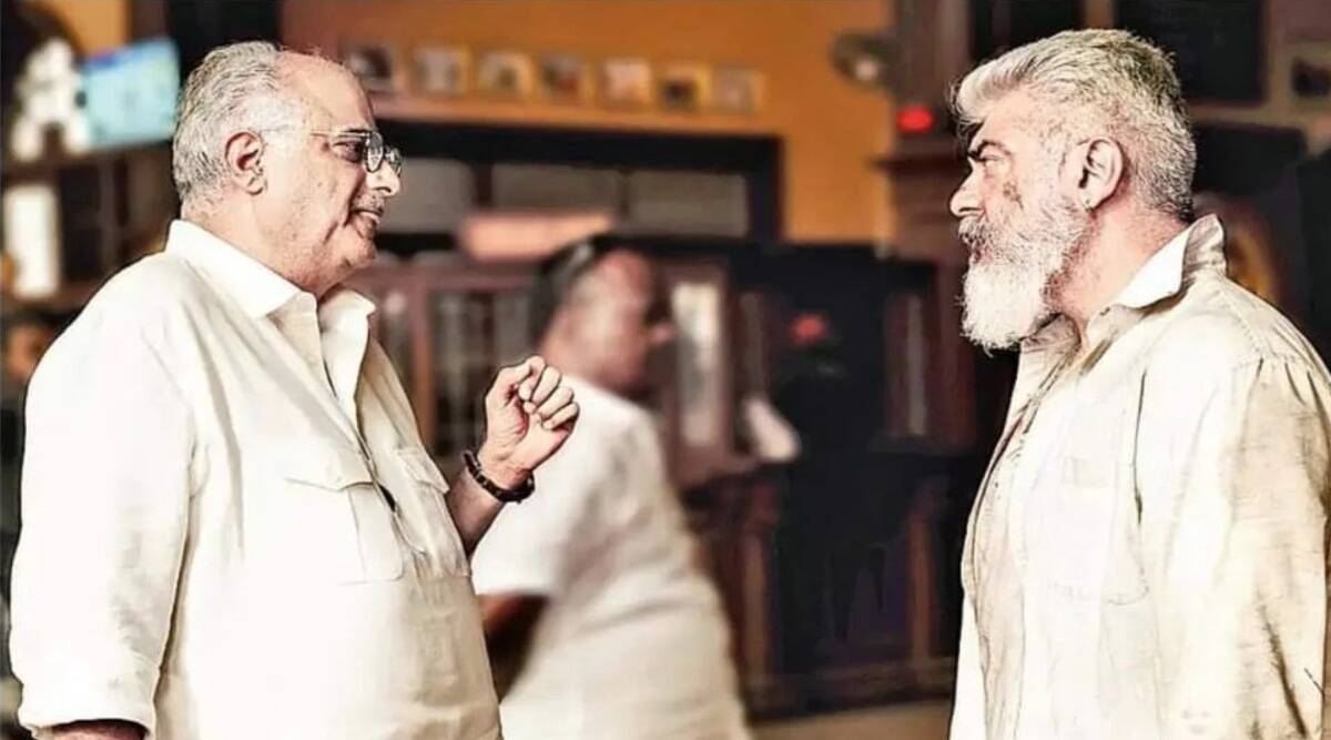 1200x670 Ajith looks rugged in new BTS pic with Boney Kapoor on sets of Thunivu. Entertainment News, The Indian Express, Desktop