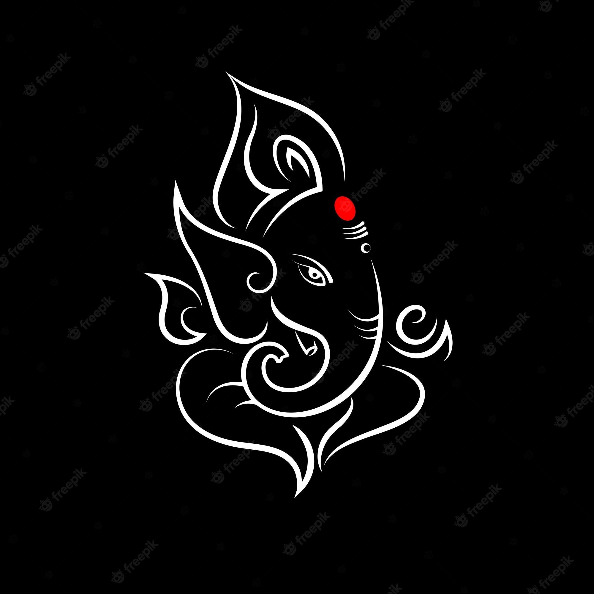 2000x2000 Premium Vector. Hindu god lord ganesha illustration isolated in black background, Phone