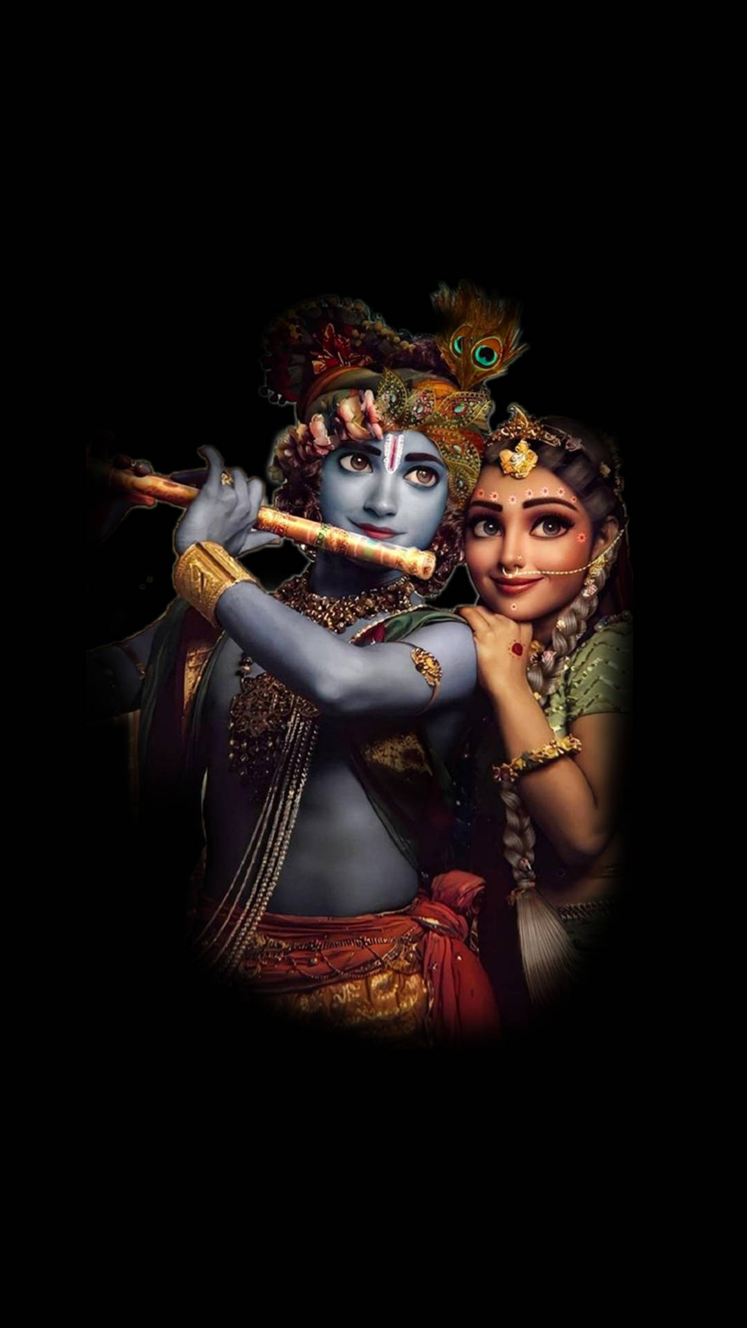 1080x1920 Download Krishna iPhone Radha Black Background Wallpaper, Phone