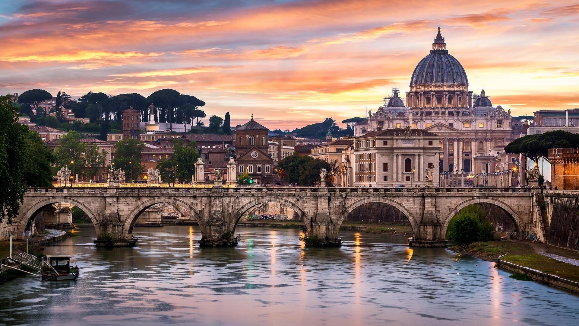 1920x1080 Bridge Of Angels And St. Peter's Basilica HD Wallpaper. Wallpaper, Desktop