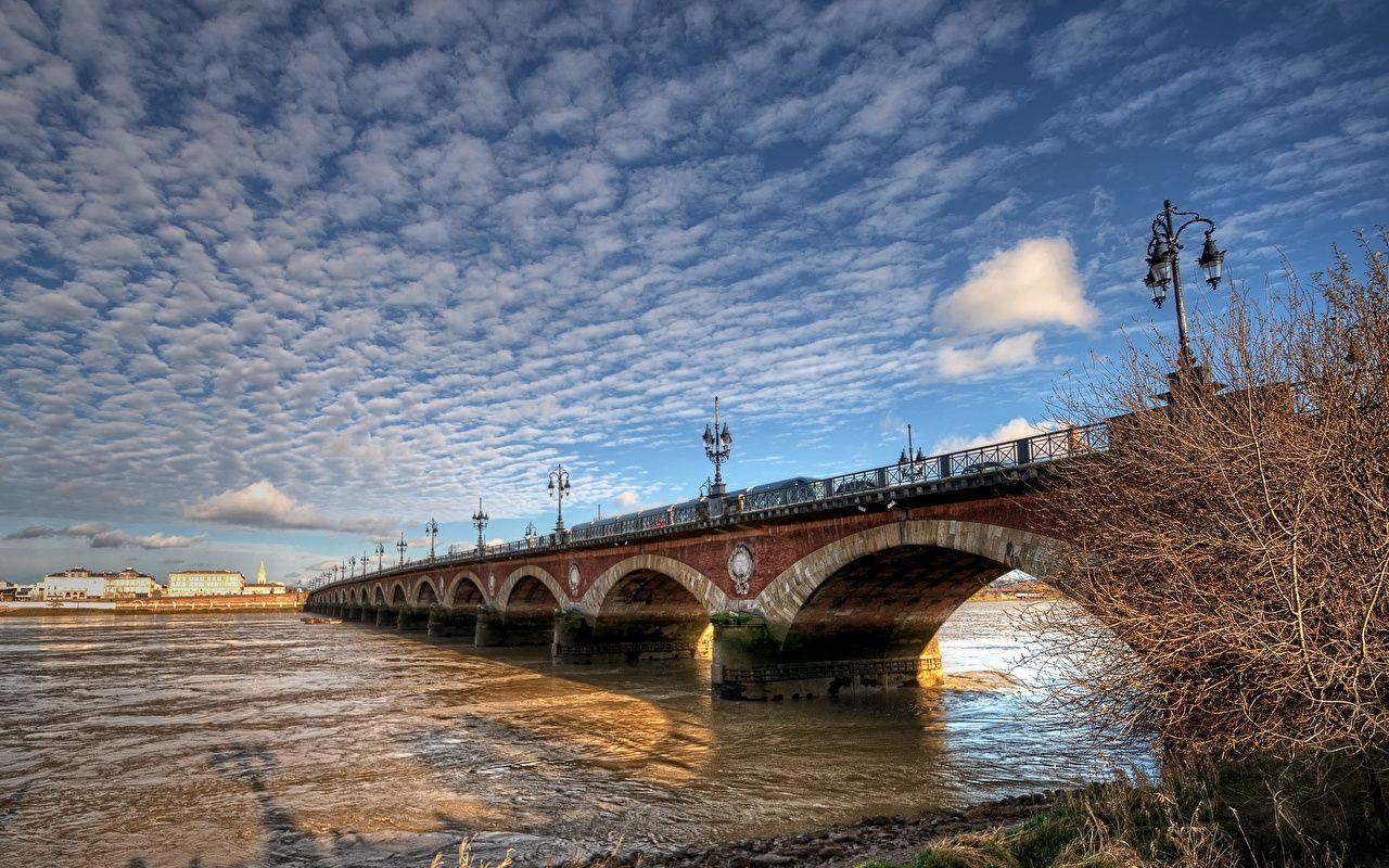 1280x800 Wallpaper France Aquitaine, Bordeaux Bridges Sky Rivers Cities, Desktop