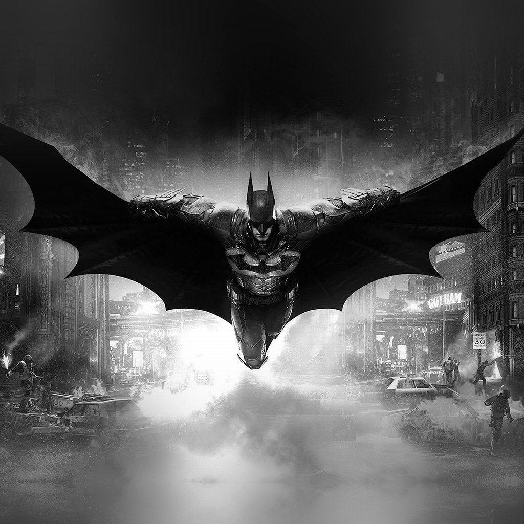 1030x1030 Batman Dark Bw Game Hero Art Illust iPad Wallpaper Free Download, Phone