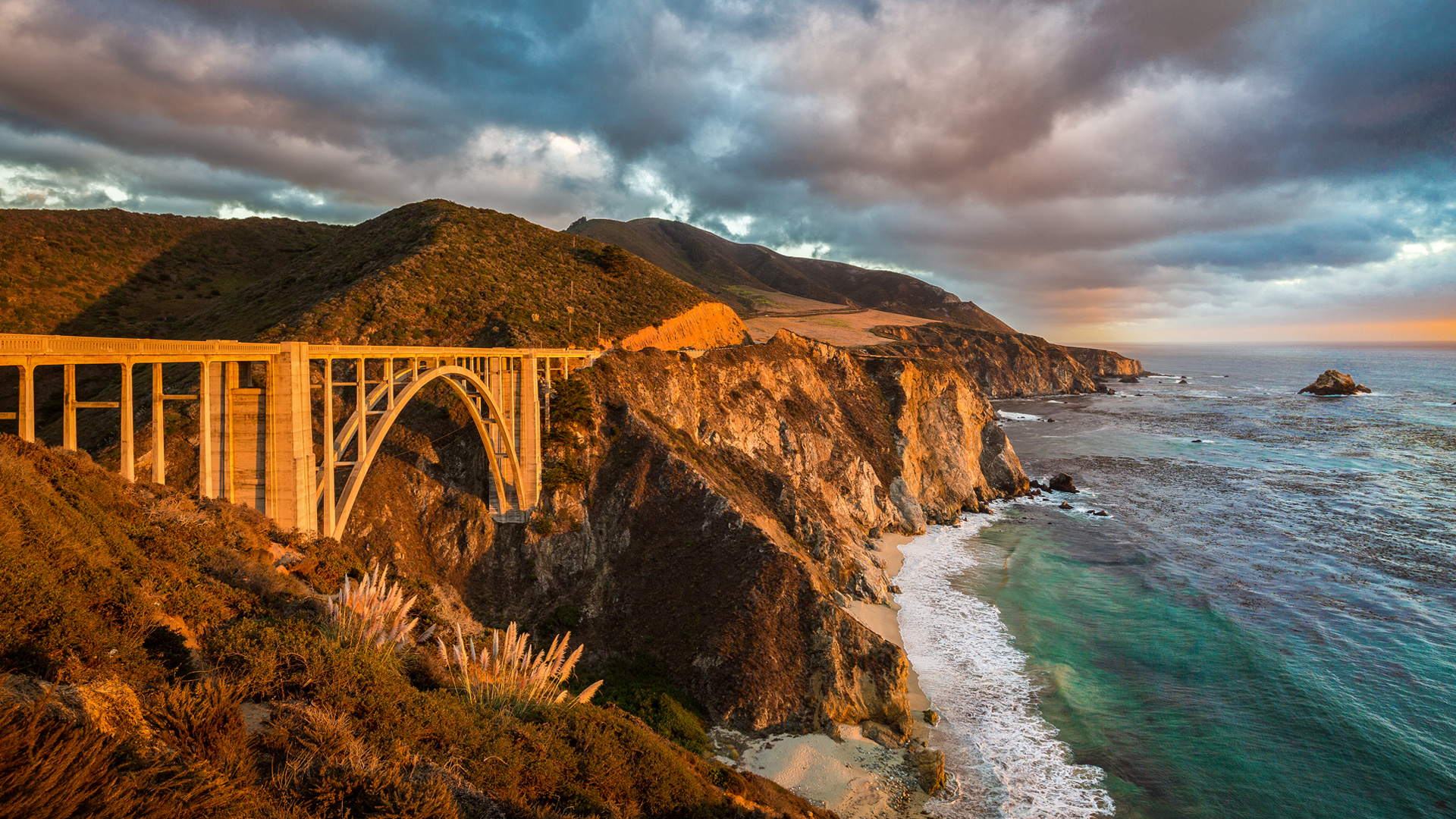 1920x1080 View of Bixby Creek Bridge along Highway Monterey County, Desktop