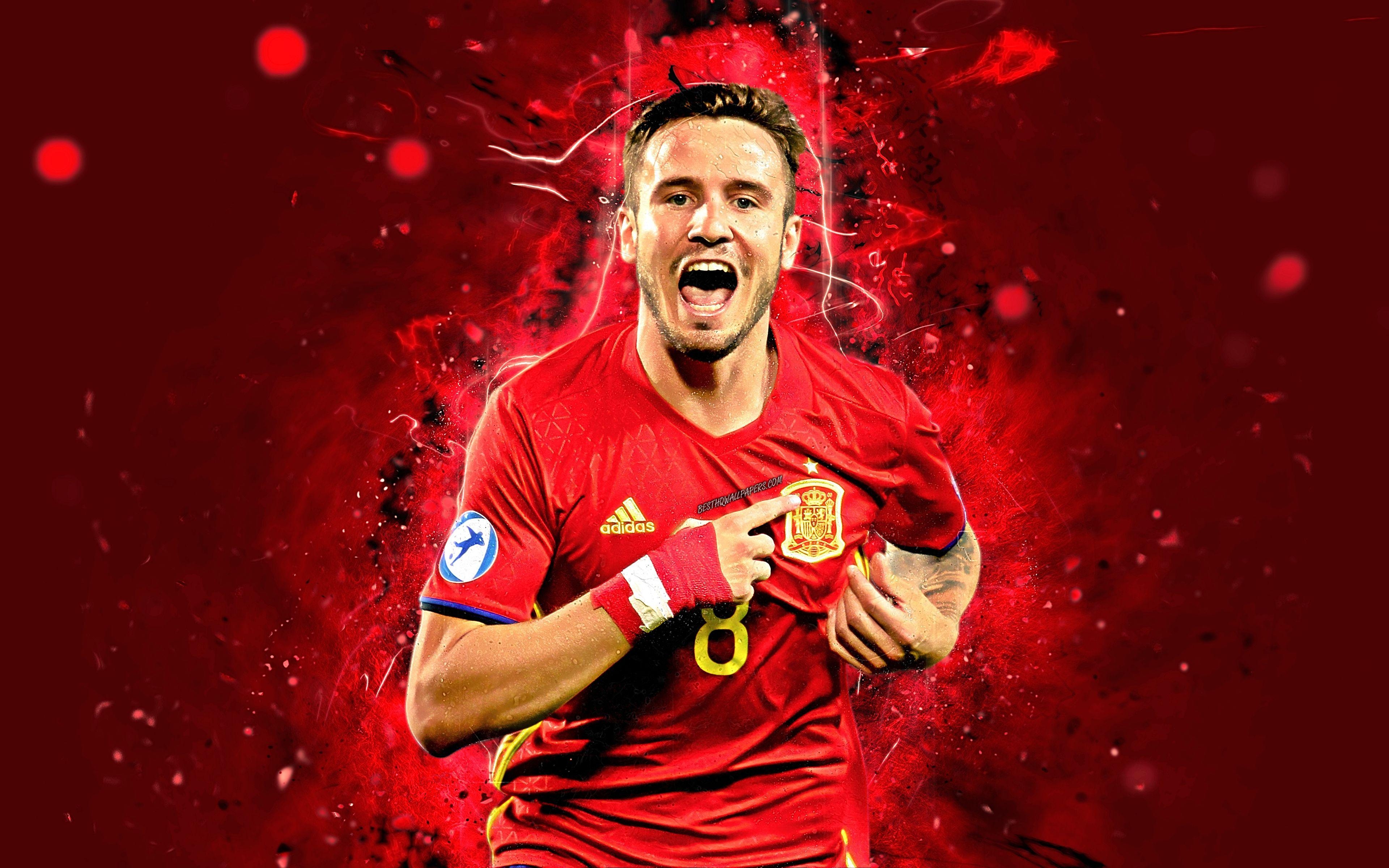 3840x2400 Download wallpaper Saul Niguez, 4k, abstract art, Spain National, Desktop