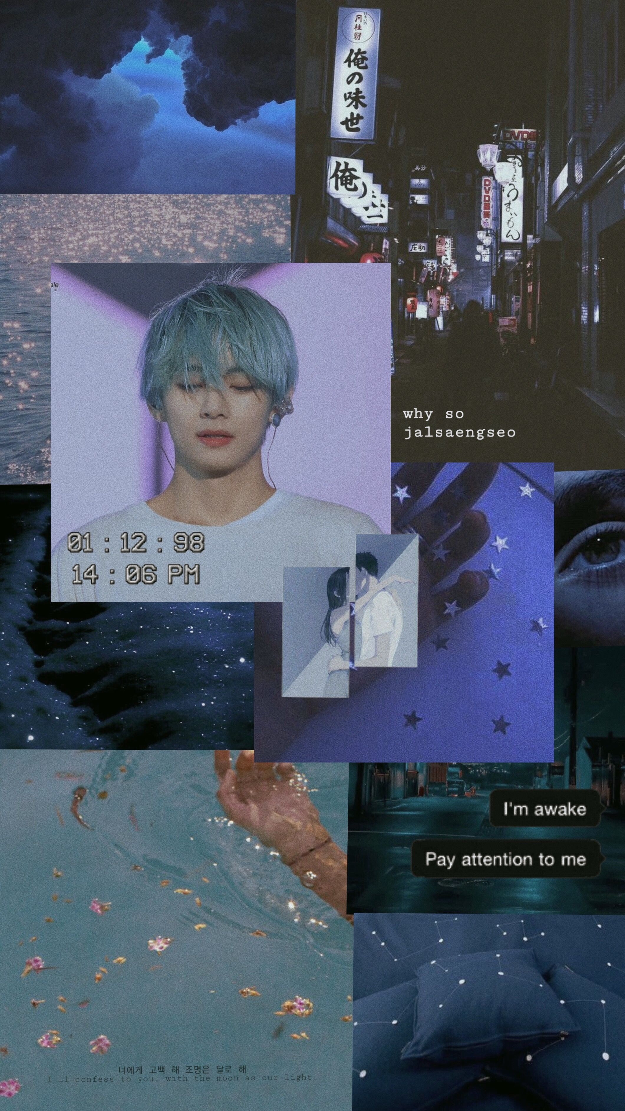 2130x3770 v/ kim taehyung bts blue aesthetic wallpaper. Aesthetic, Phone