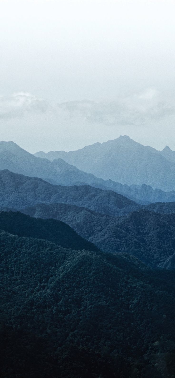 740x1600 green mountains under white sky during, Phone