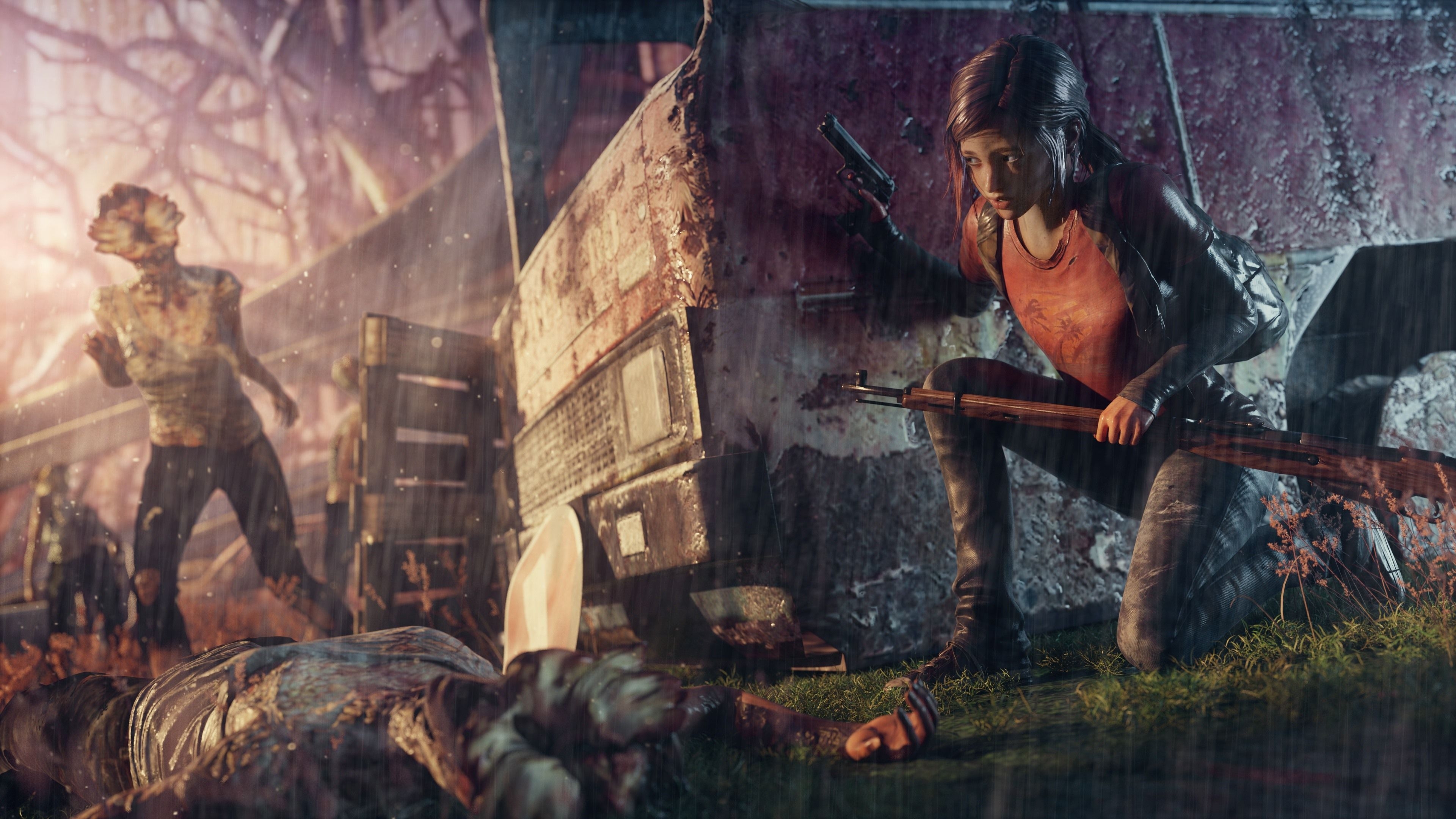 3840x2160 Wallpaper The Last of Us, girl, rain  UHD 4K Picture, Image, Desktop