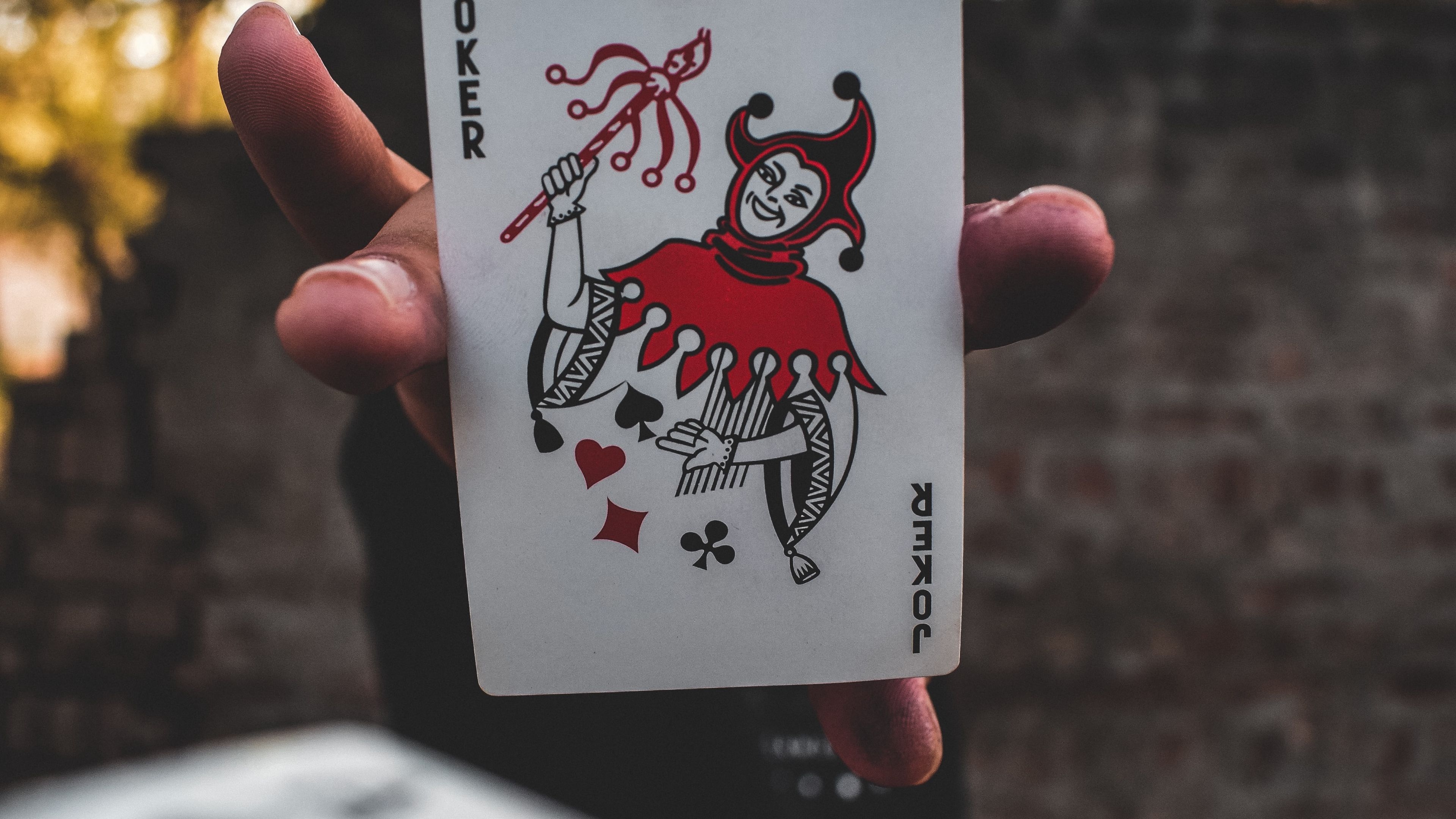 3840x2160 Download wallpaper  joker, card, fingers, hand 4k uhd 16:9 HD background, Desktop