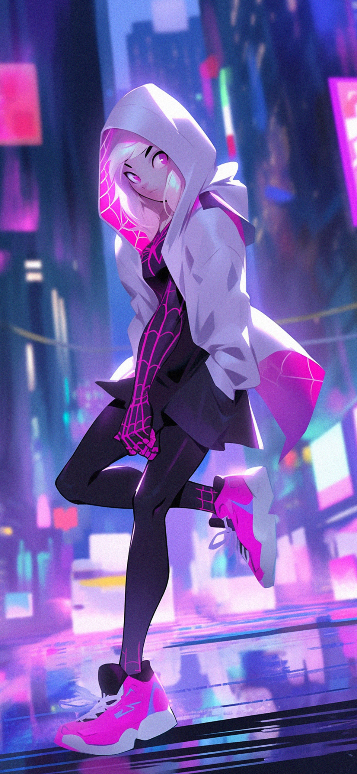 1190x2560 Spider Gwen Neon Marvel Wallpaper Neon Wallpaper HD, Phone