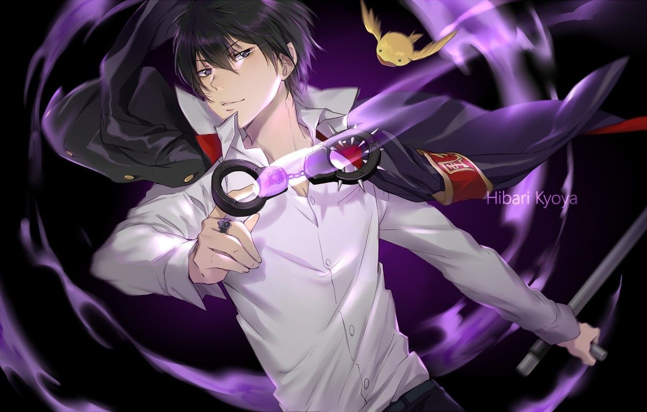 1340x850 Wallpaper game, bird, anime, mafia, asian, manga, japanese, oriental, asiatic, Katekyo Hitman Reborn!, Hibari Kyouya, wapon, Katekyō Hitman Reborn! image for desktop, section сёнэн, Desktop