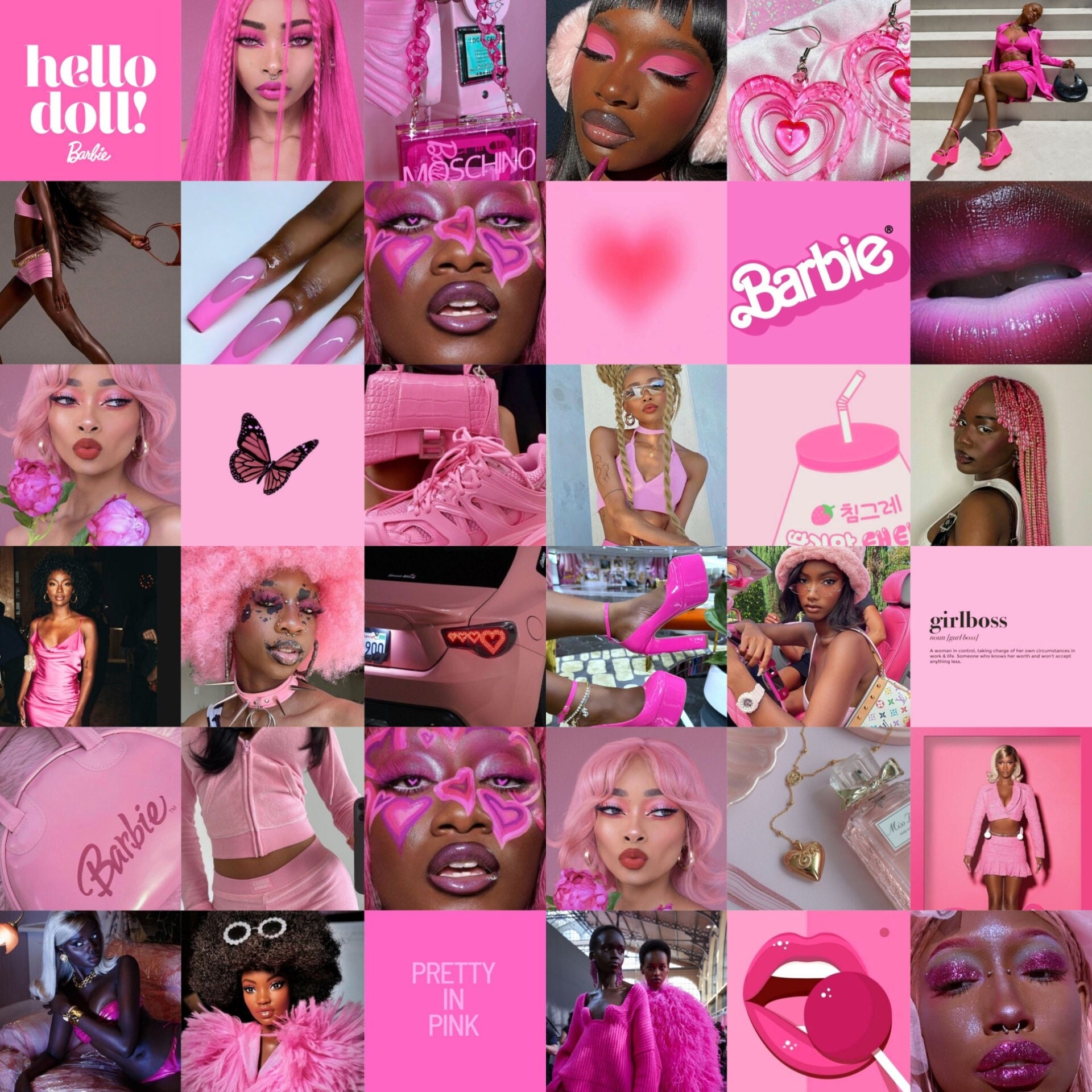 1920x1920 30 60 Physical Black Girl Pink Aesthetic Collage/ Pink, Phone