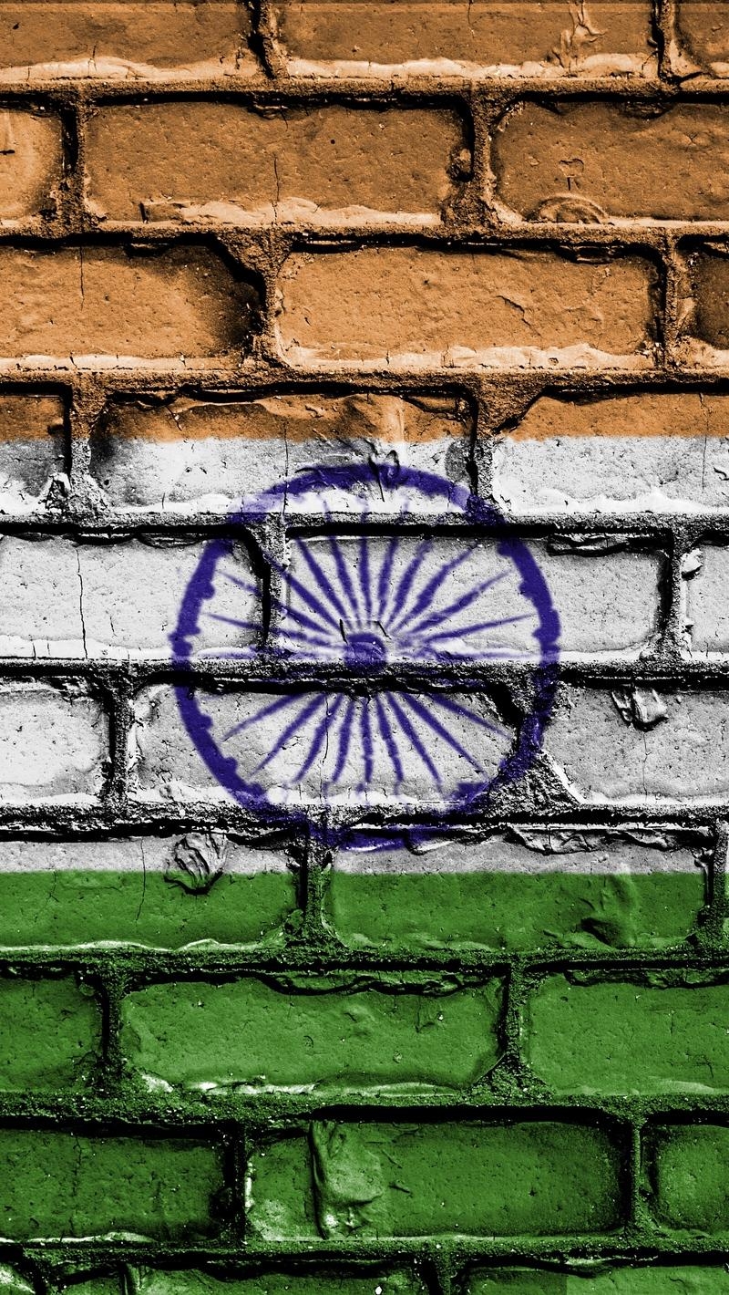 800x1420 Download wallpaper  india, flag, texture, wall, Phone