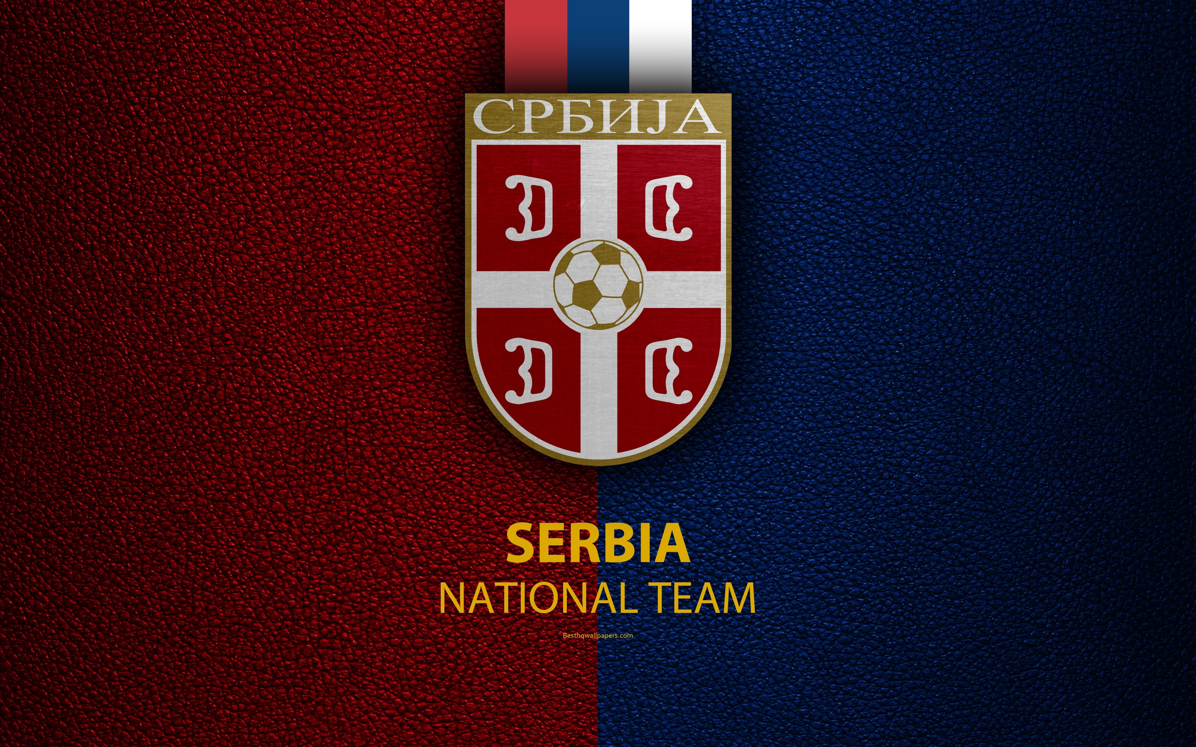 3840x2400 Download wallpaper Serbia national football team, 4k, leather, Desktop