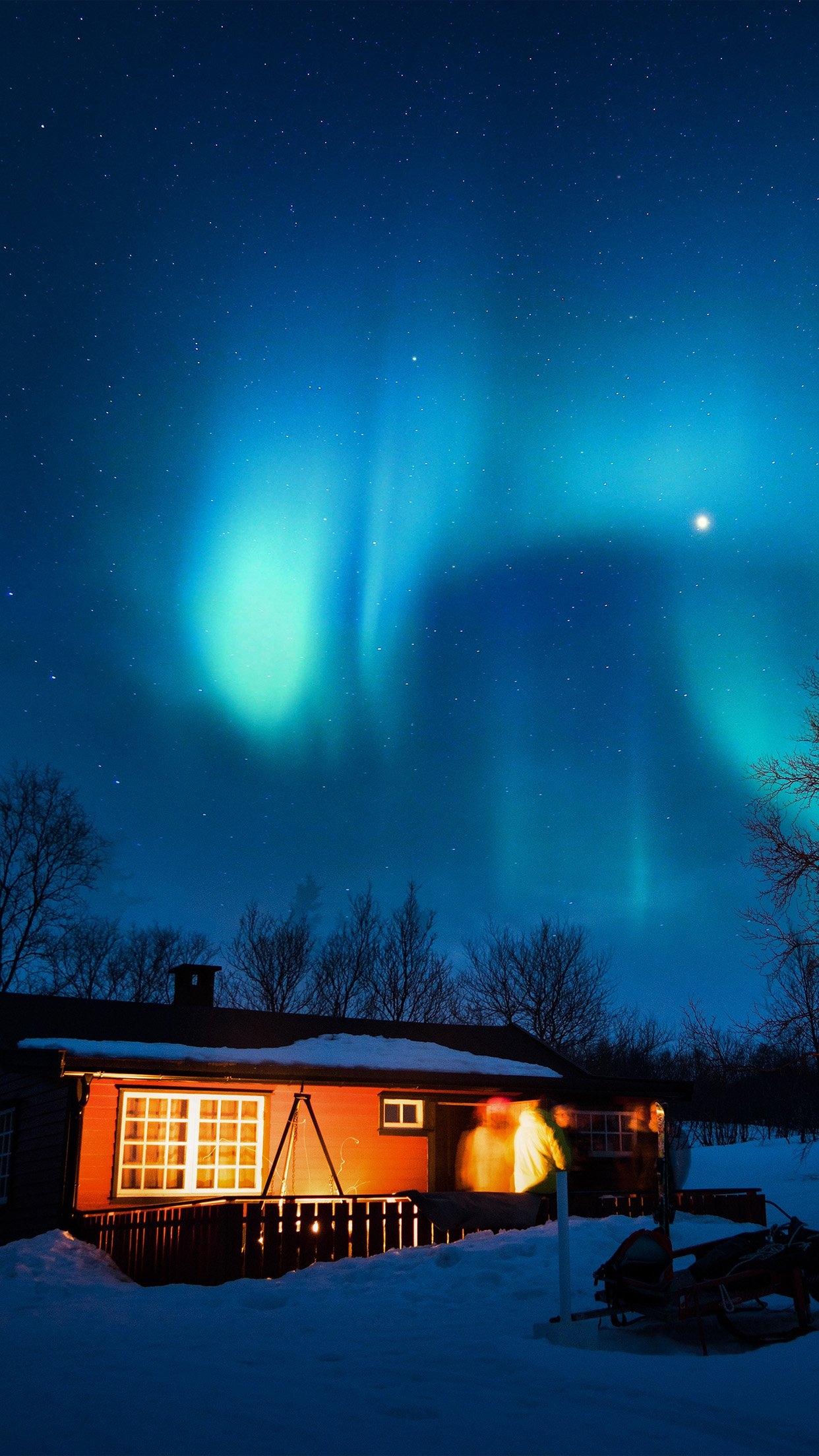 1250x2210 iPhone X wallpaper. aurora canada house night winter mountain sky, Phone