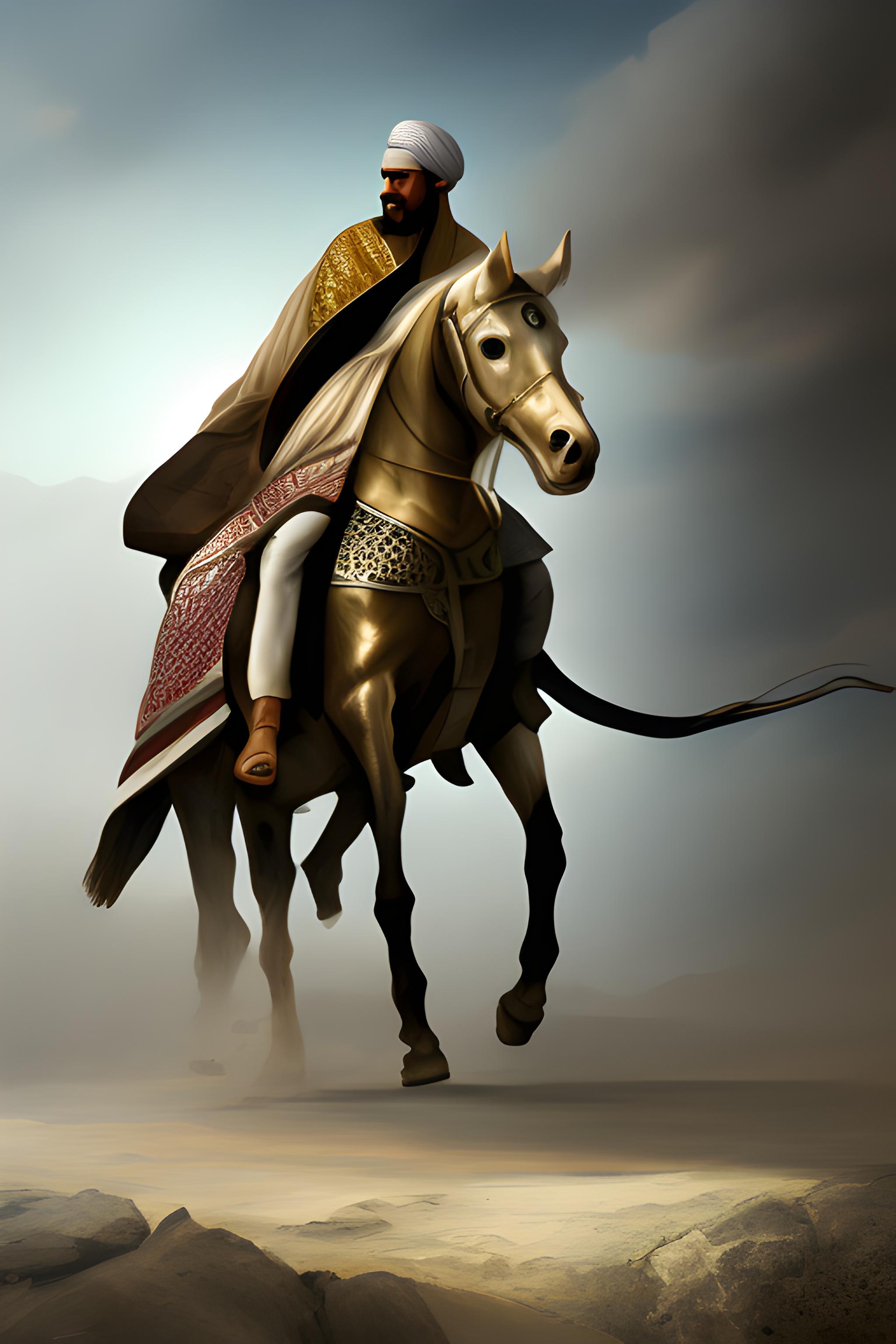 2050x3080 Great Muslim warrior on his horse, Phone