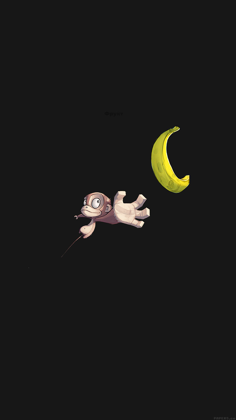 750x1340 Monkey Banana Love Dark Illust Art Minimal Wallpaper, Phone