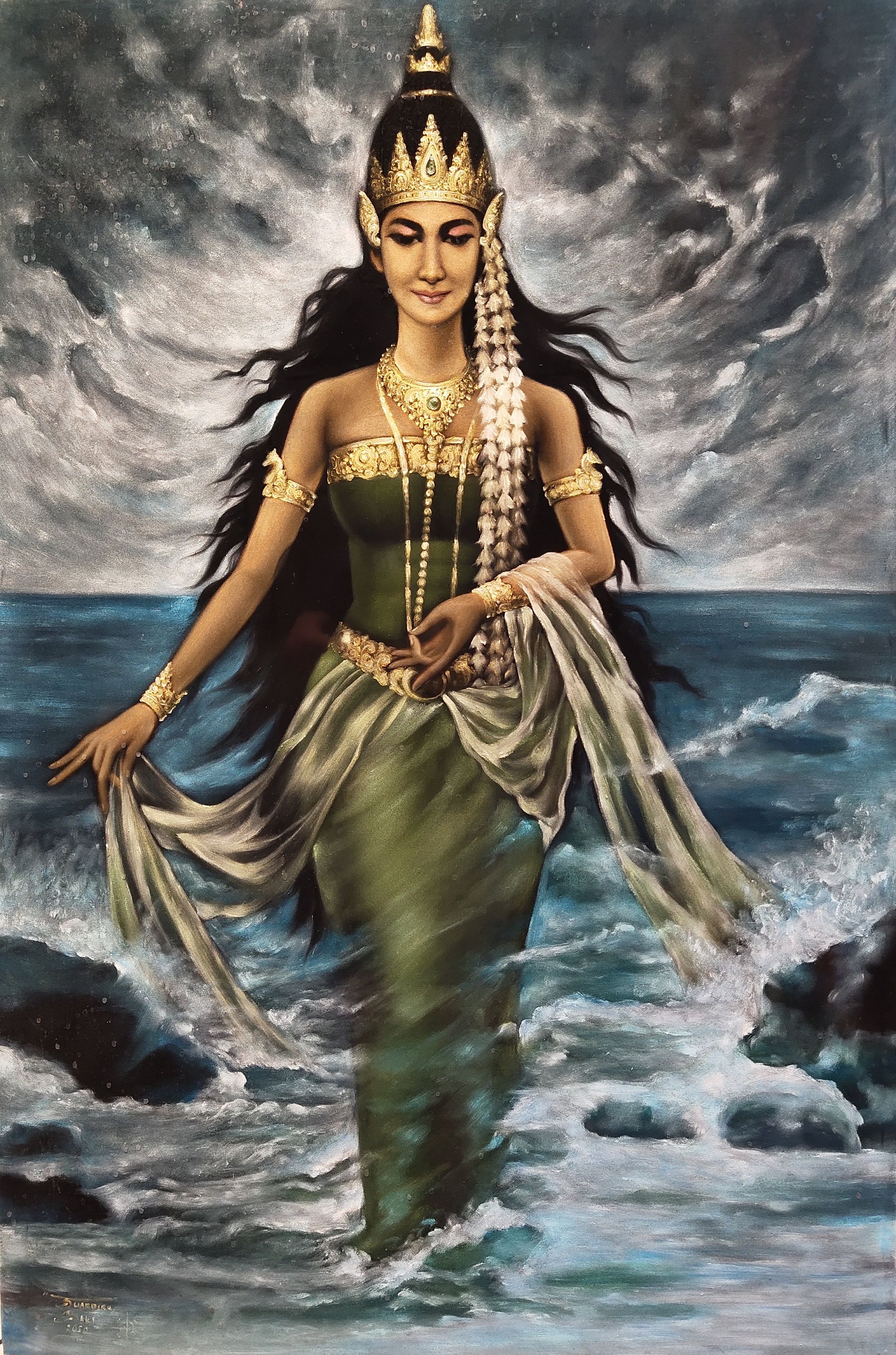 1990x3000 Sea Goddess Nyi Roro Kidul Fine Art Hyper Realism Hand Painted. Etsy. Fine art, Goddess, Contemporary paintings, Phone