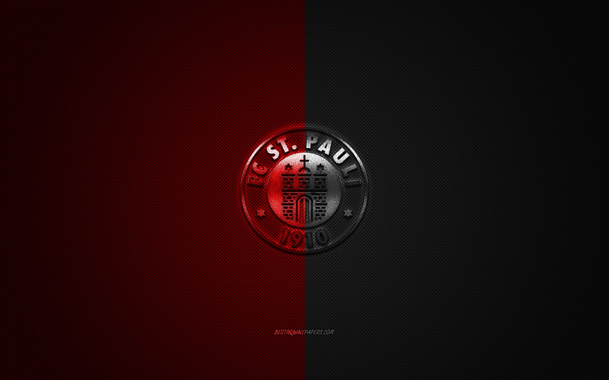 2560x1600 Download wallpaper FC St Pauli, German football club, Bundesliga red black logo, red black carbon fiber background, football, Hamburg, Germany, FC St Pauli logo for desktop with resolution. High Quality, Desktop