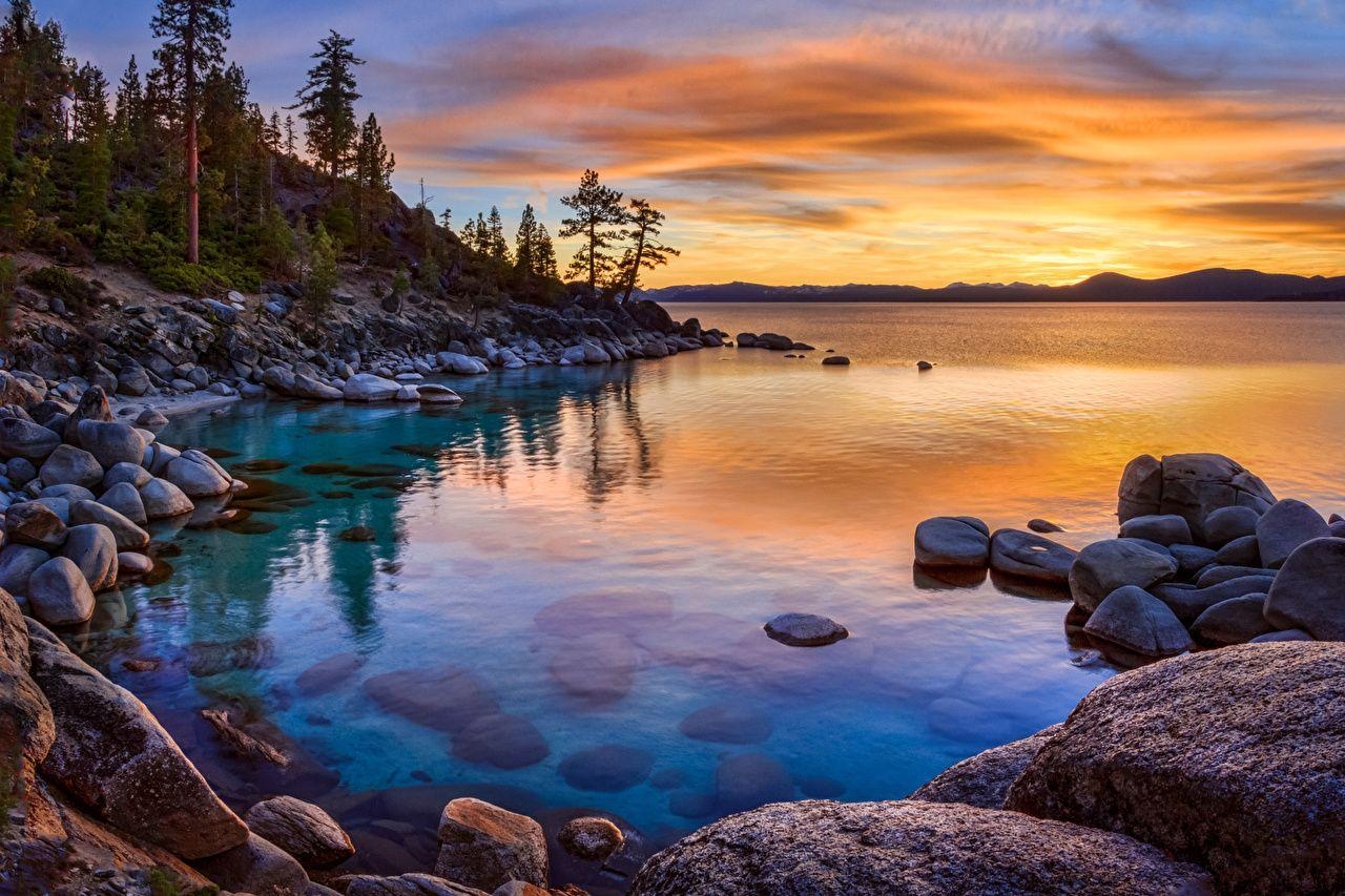 1280x860 Wallpaper California USA Nature Lake Coast Stones, Desktop