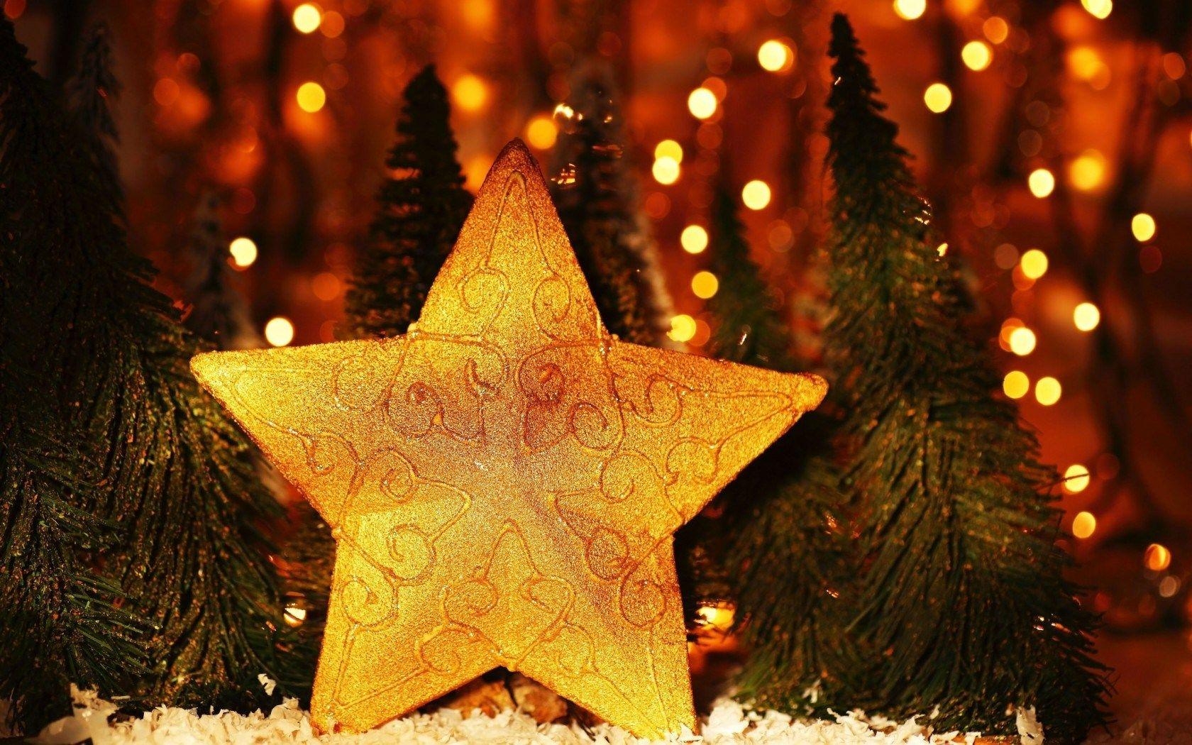 1680x1050 Christmas Star Gold New Year Holiday Bokeh, Desktop