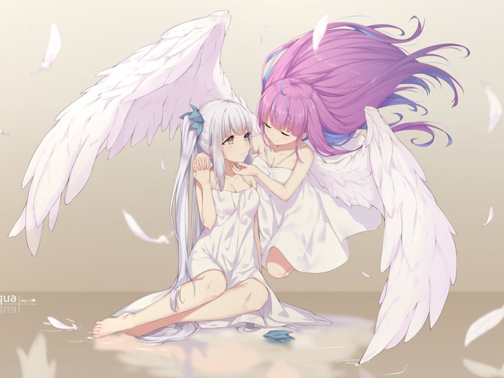 1030x770 Desktop wallpaper cute, angels, kagura mea, minato aqua, HD image, Desktop