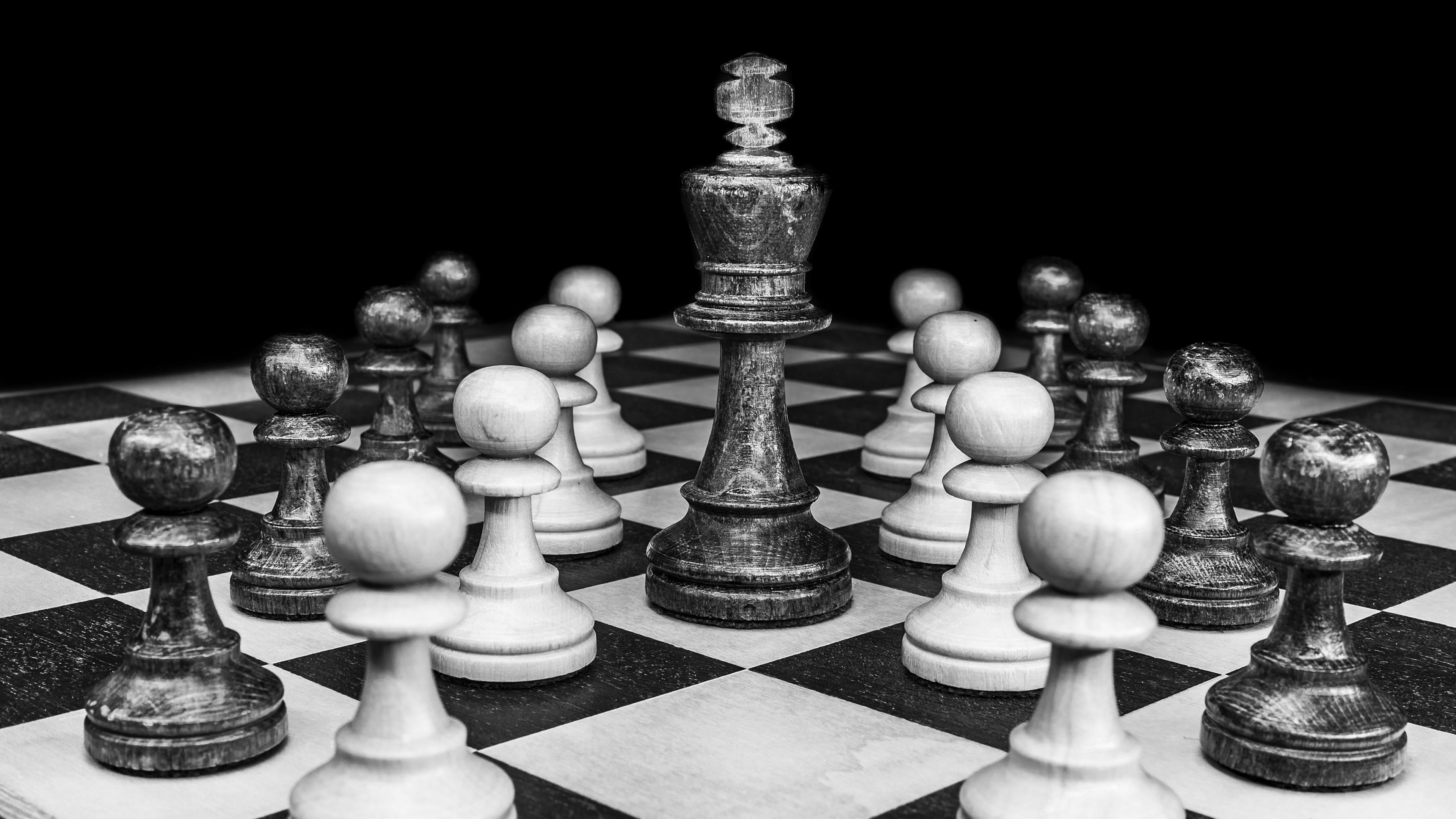 3840x2160 Chess Black White Chess Pieces King Chess Board 4k With Pieces Background HD Wallpaper, Desktop