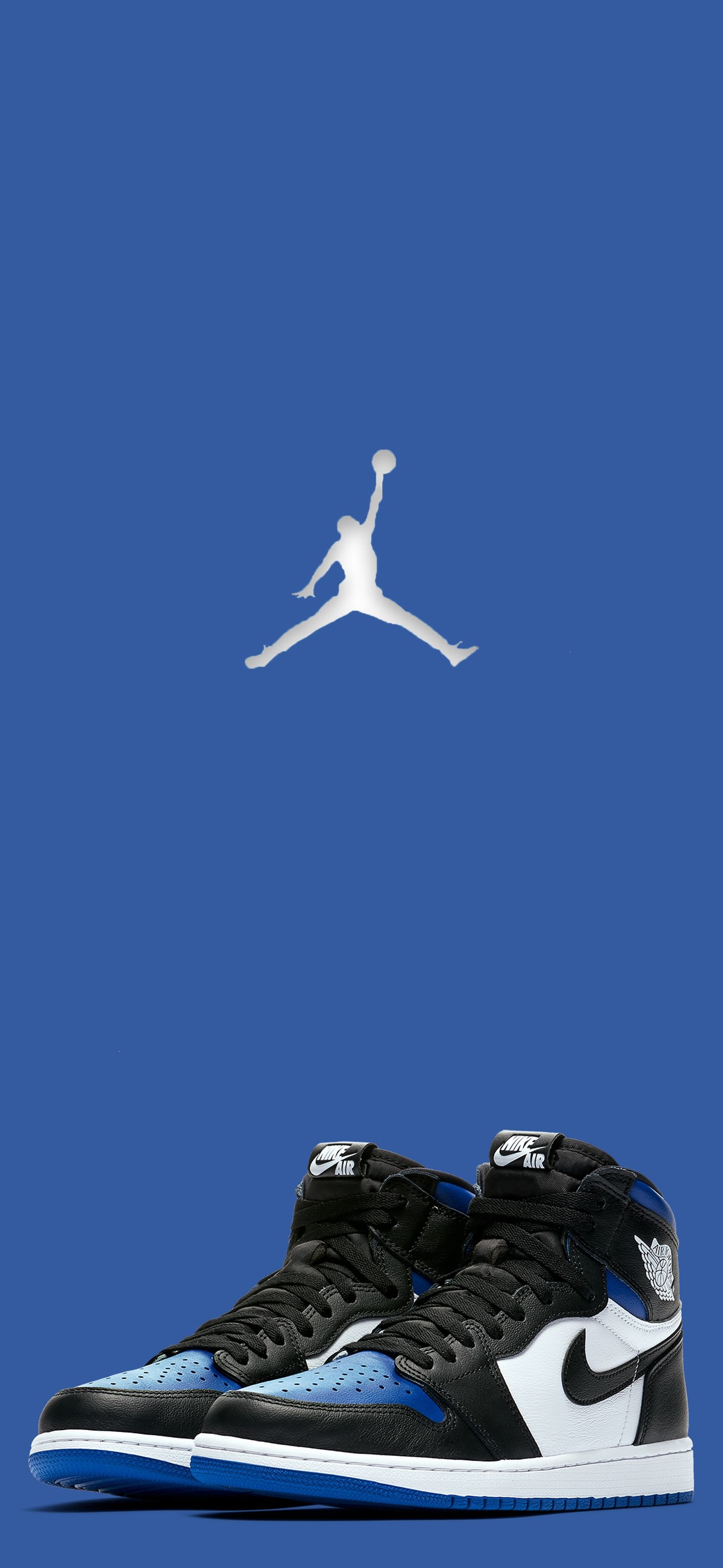 1440x3120 Air Jordan 1's (Royal Blue). Nike wallpaper, Air jordans, Jordan 1 wallpaper, Phone