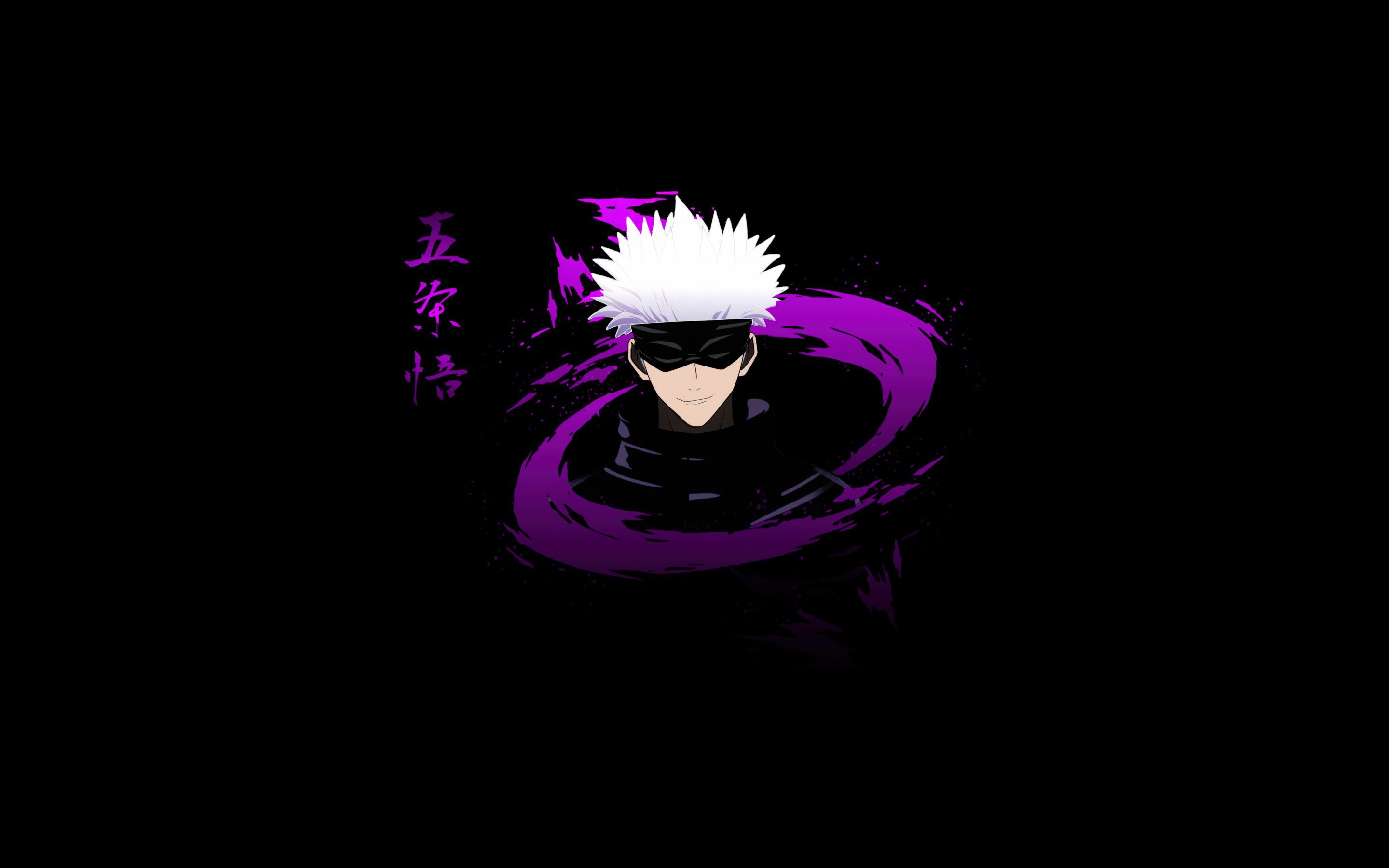 2880x1800 Satoru Gojo Wallpaper 4K, Jujutsu Kaisen, Black background, Desktop