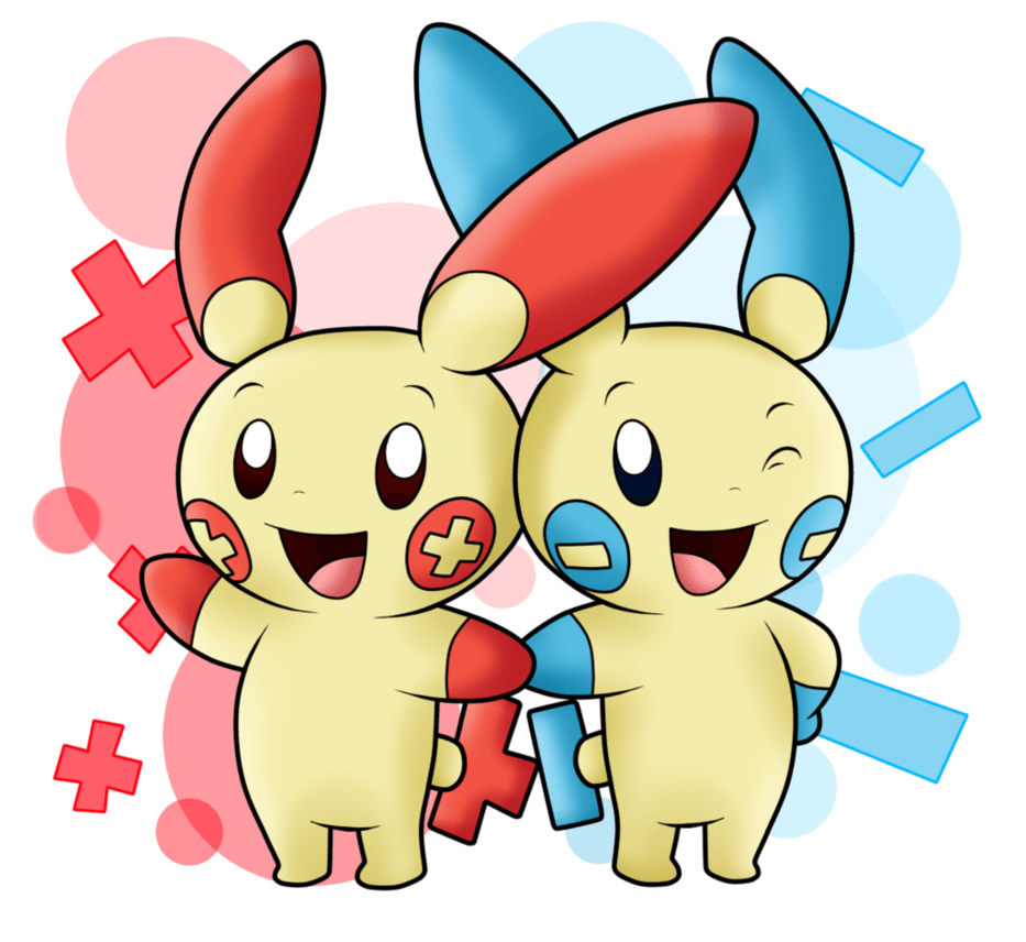 940x860 AT with Hiyukee: Plusle and Minun, Desktop