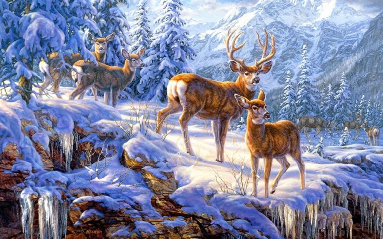 1280x800 Gathering Of Deer wallpaper. Gathering Of Deer, Desktop