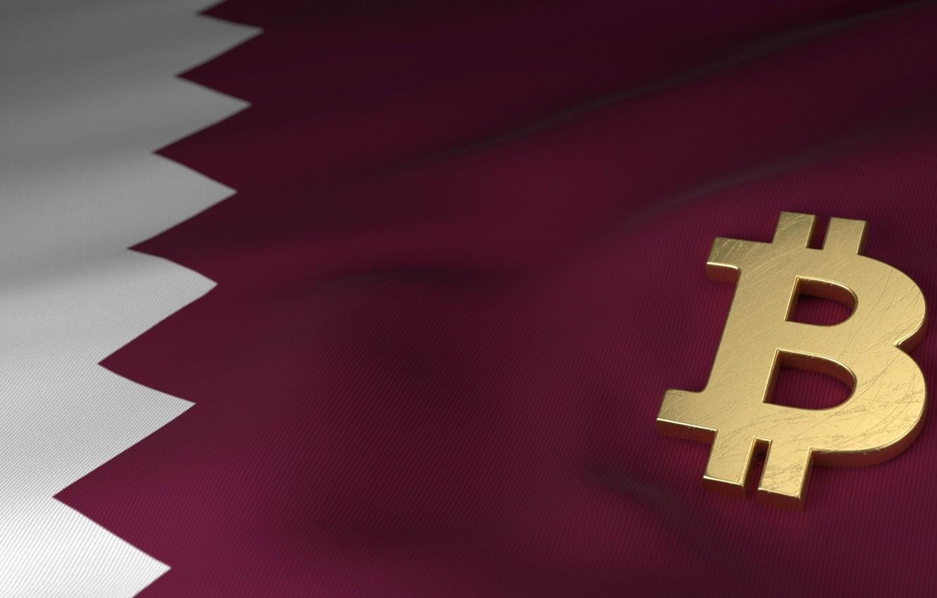 1340x850 Wallpaper blur, flag, flag, qatar, bitcoin, bitcoin, btc, Qatar, Desktop