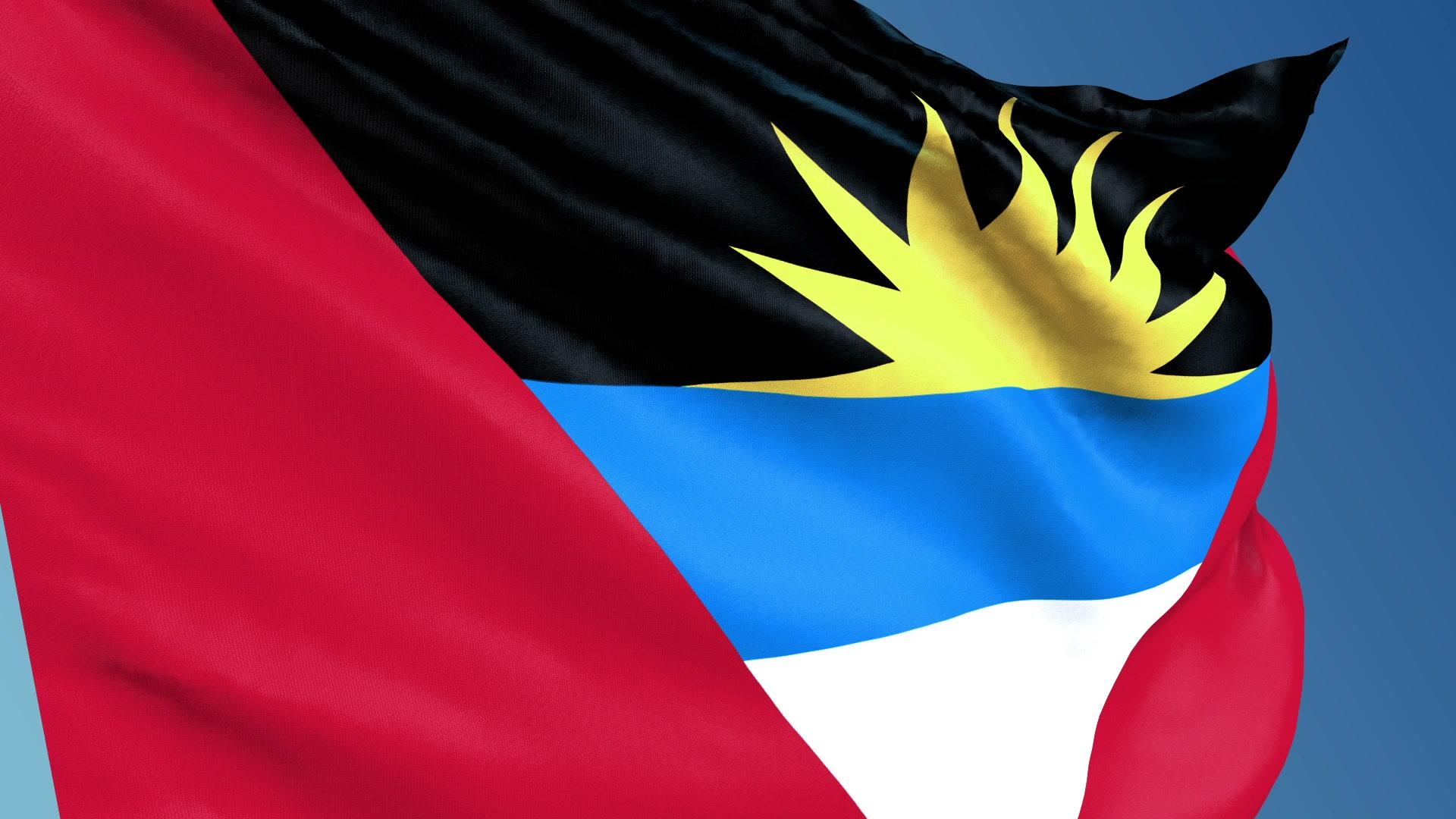 1920x1080 Antigua and Barbuda flag waving. 3D render seamless loop Hi Res, Desktop