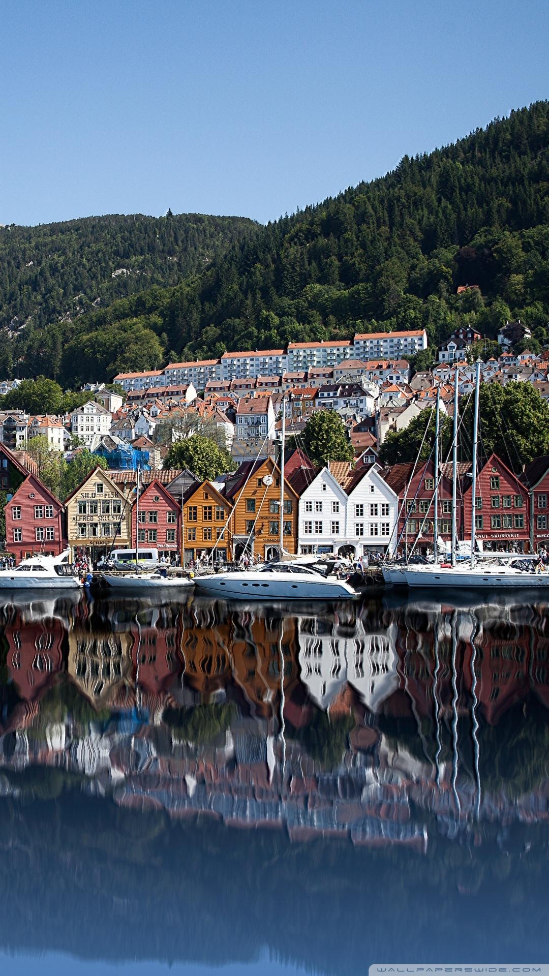 1080x1920 Bryggen Old Wharf & Traditional Wooden Buildings, Bergen, Norway, Phone