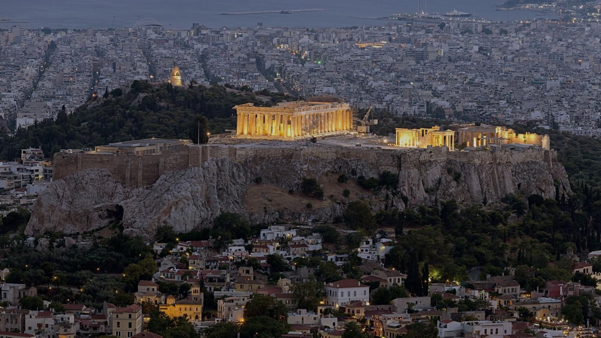 1920x1080 Full HD Wallpaper greece athens parthenon top view light, Desktop, Desktop