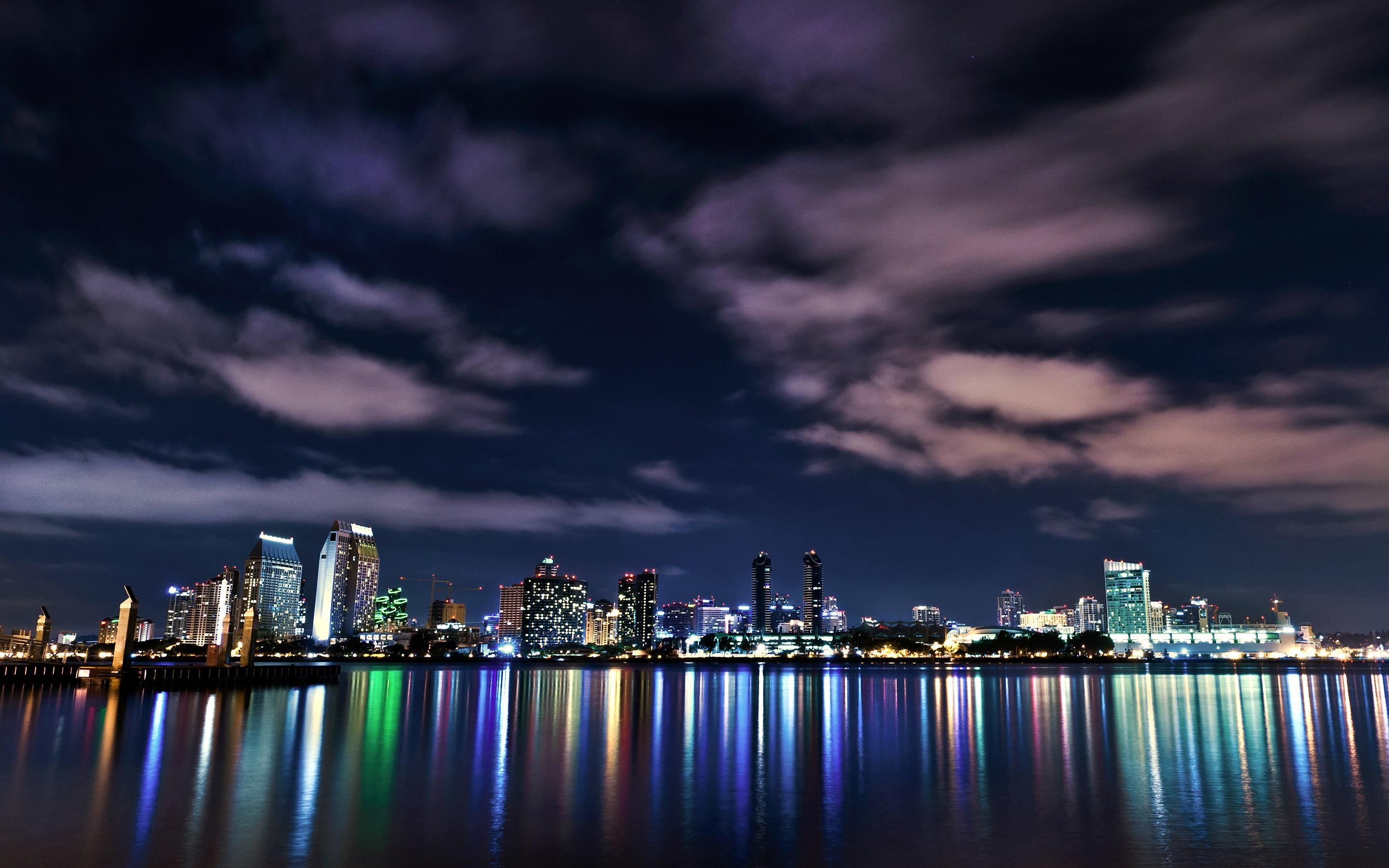 2880x1800 Wallpaper San Diego California USA Night Cities Clouds, Desktop