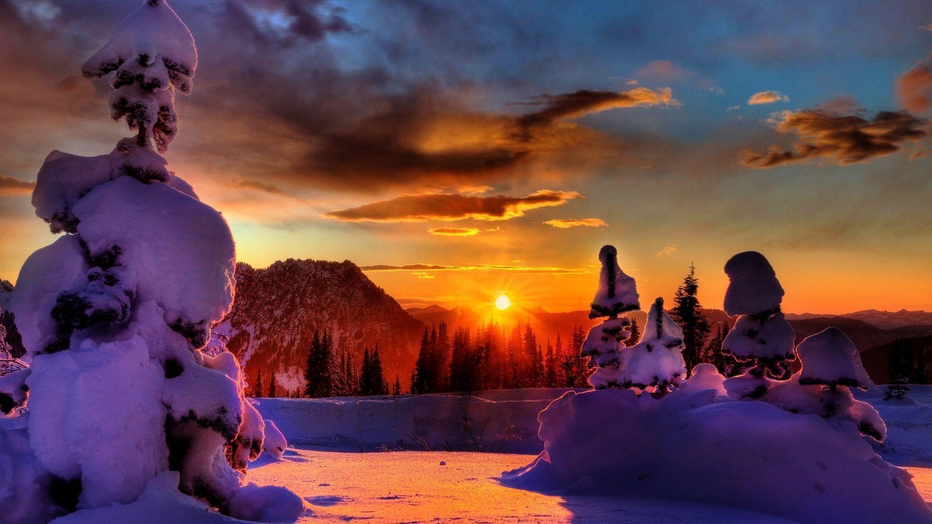 1920x1080 winter sunset wallpaper, Desktop