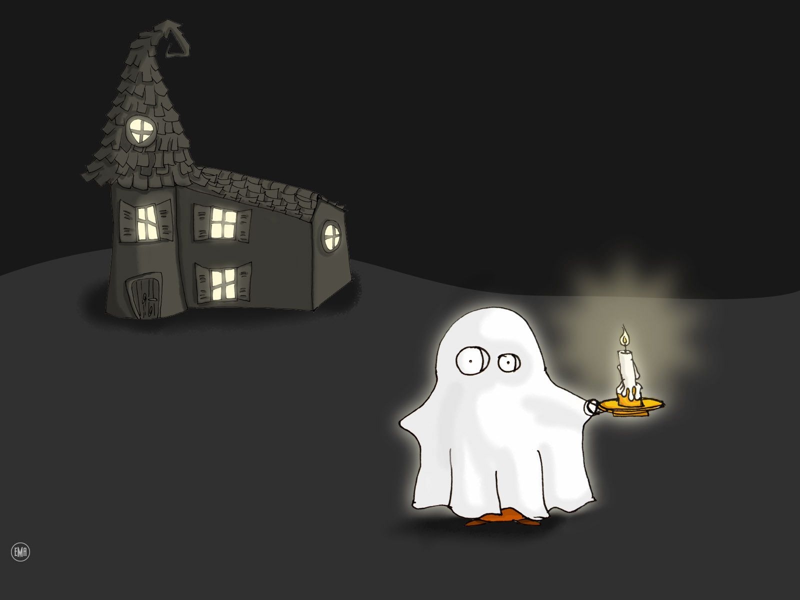 1600x1200 Cartoon Fred Ghost With Candle, Desktop