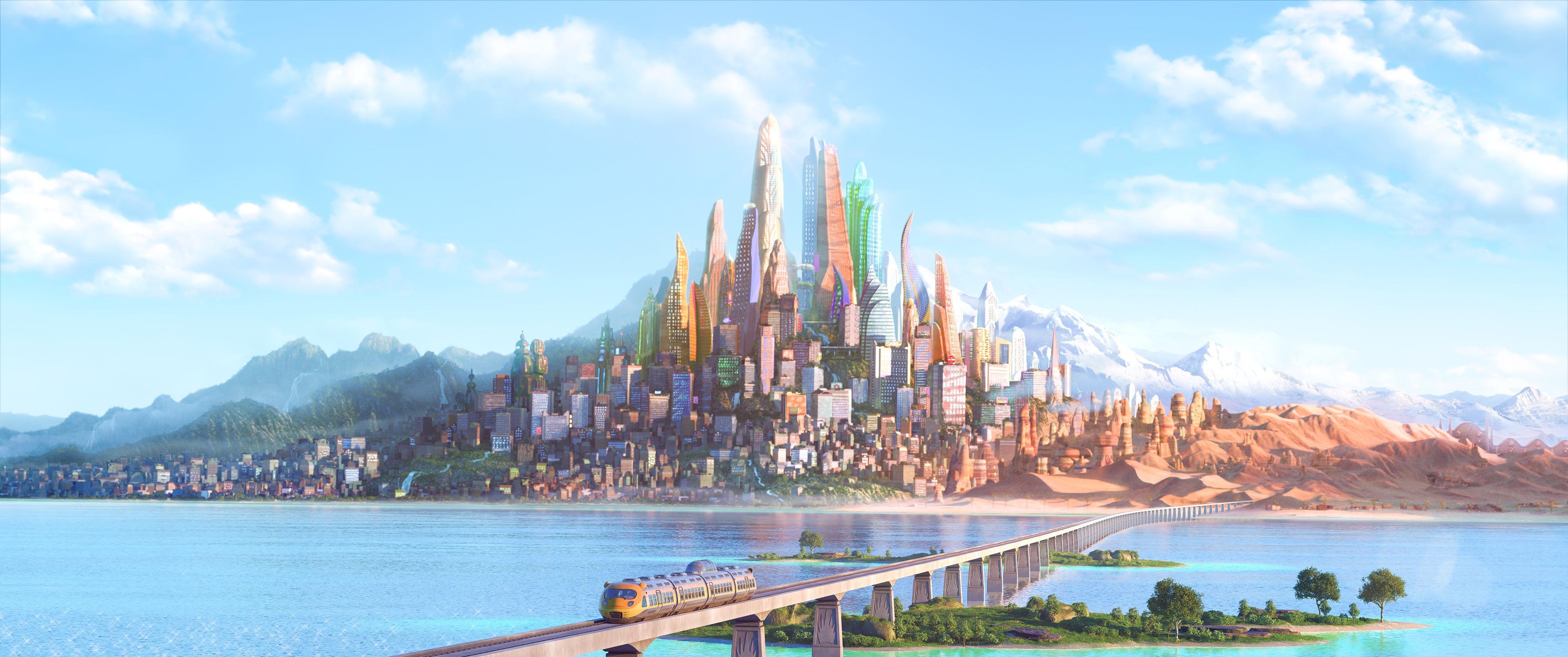 4000x1680 Zootopia Skyline Phone Wallpaper (1080x1920), Dual Screen