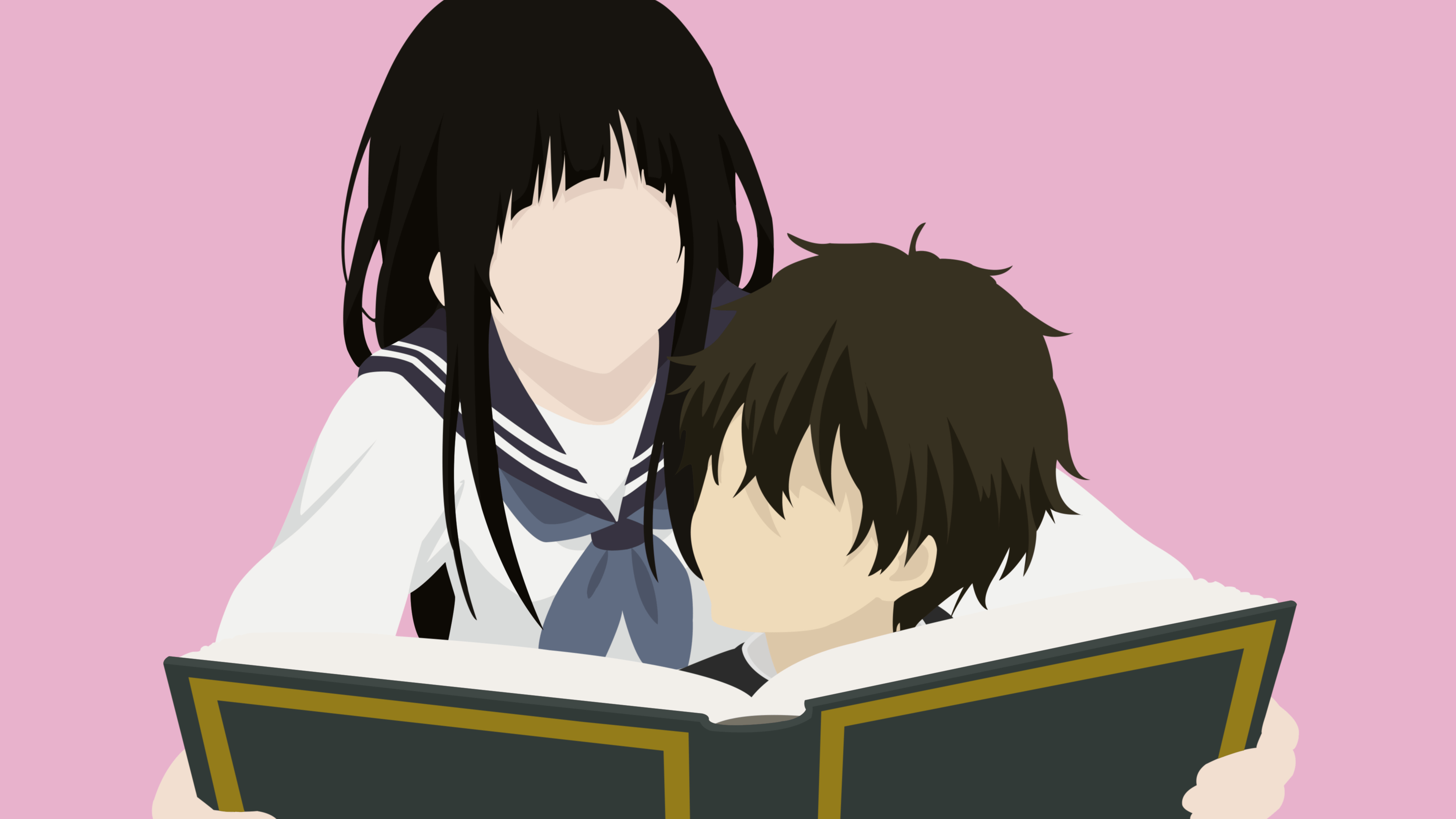 3840x2160 houtarou oreki y eru chitanda hyouka minimalist v2 4k Ultra, Desktop