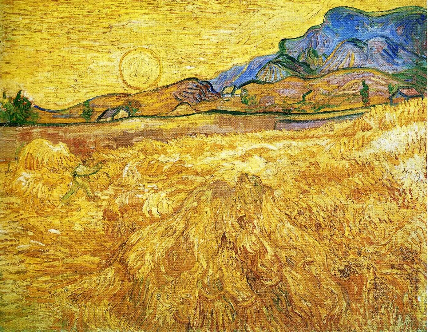 1400x1080 Enclosed Field With Reaper Van Gogh Paintings Wallpaper, Desktop