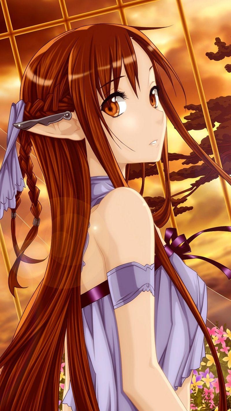 800x1420 Download wallpaper  sword art online, yuuki asuna, girl, elf, Phone