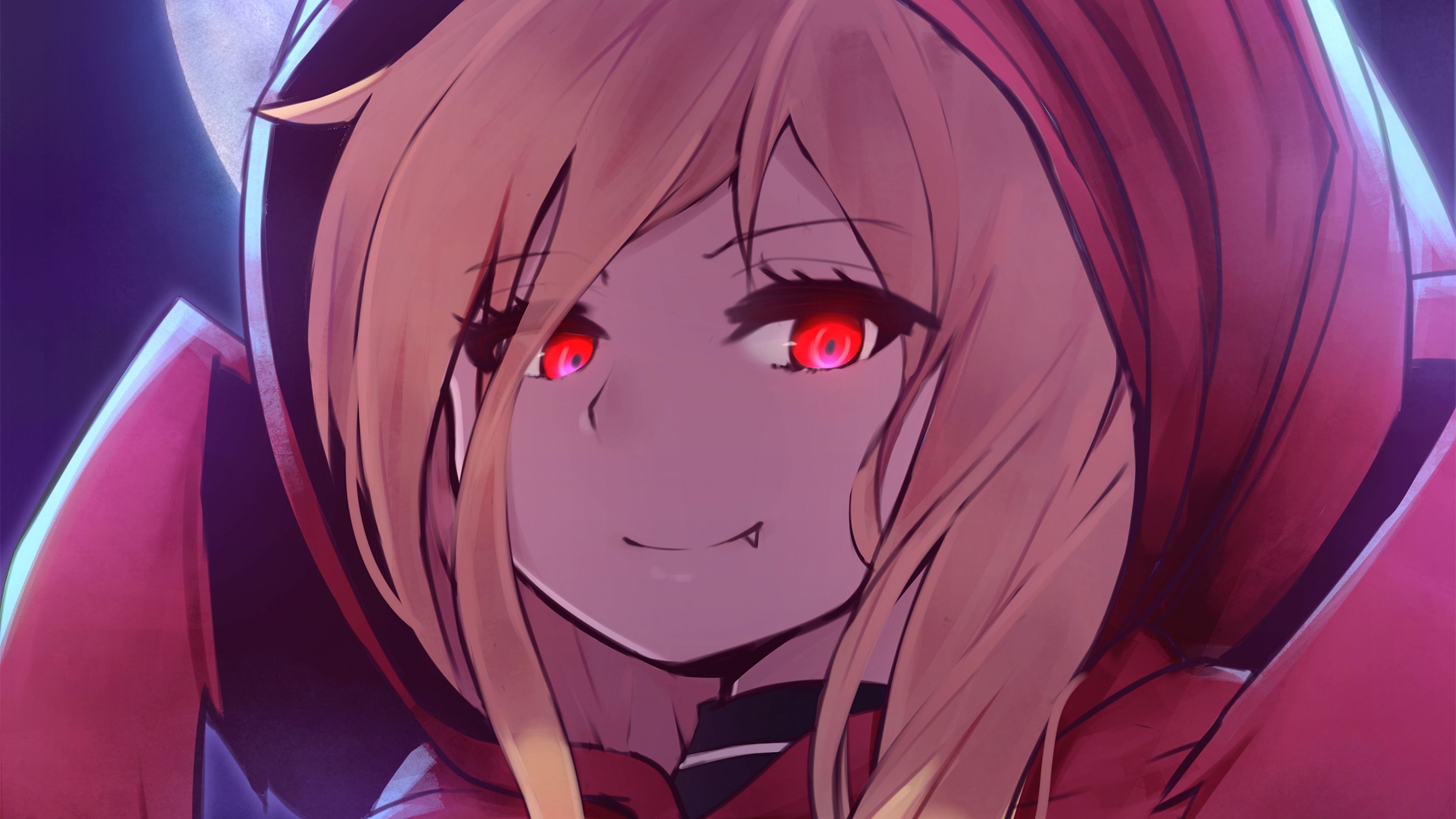 3840x2160  Red Eyes, Blonde, Evileye (Overlord), Girl, Anime, Desktop