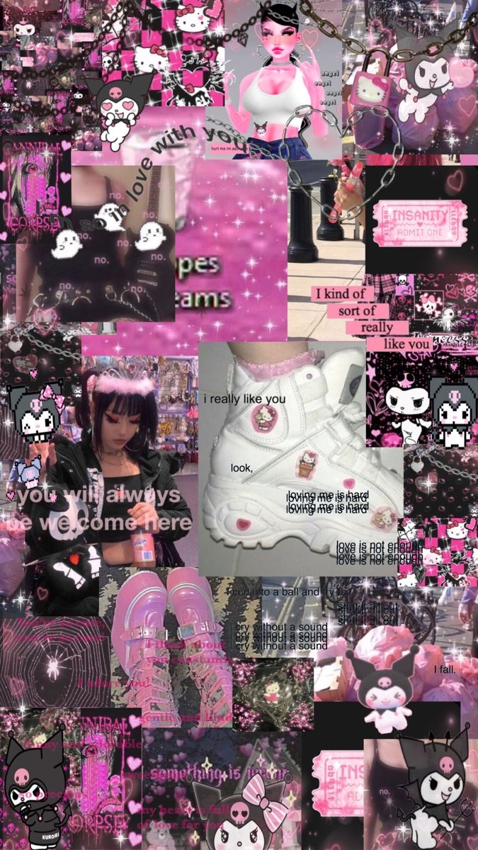 680x1200 pink mallgoth aesthetic wallpaper. Goth wallpaper, Emo wallpaper, Hello kitty iphone wallpaper, Phone