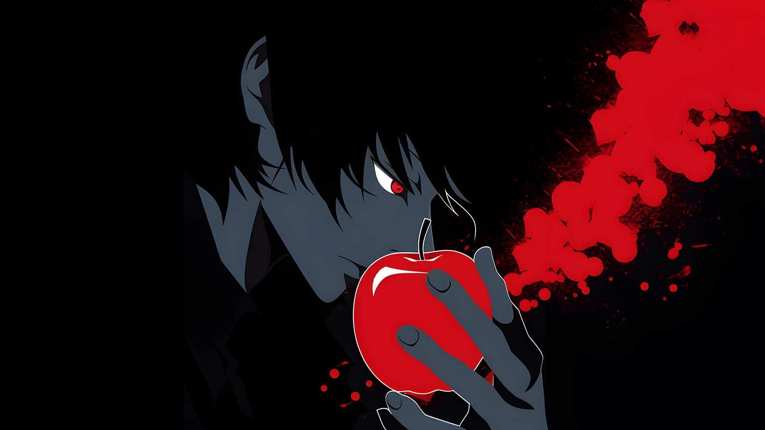 1540x870 Death Note Light with Apple Black Minimalist Desktop Wallpaper, Desktop