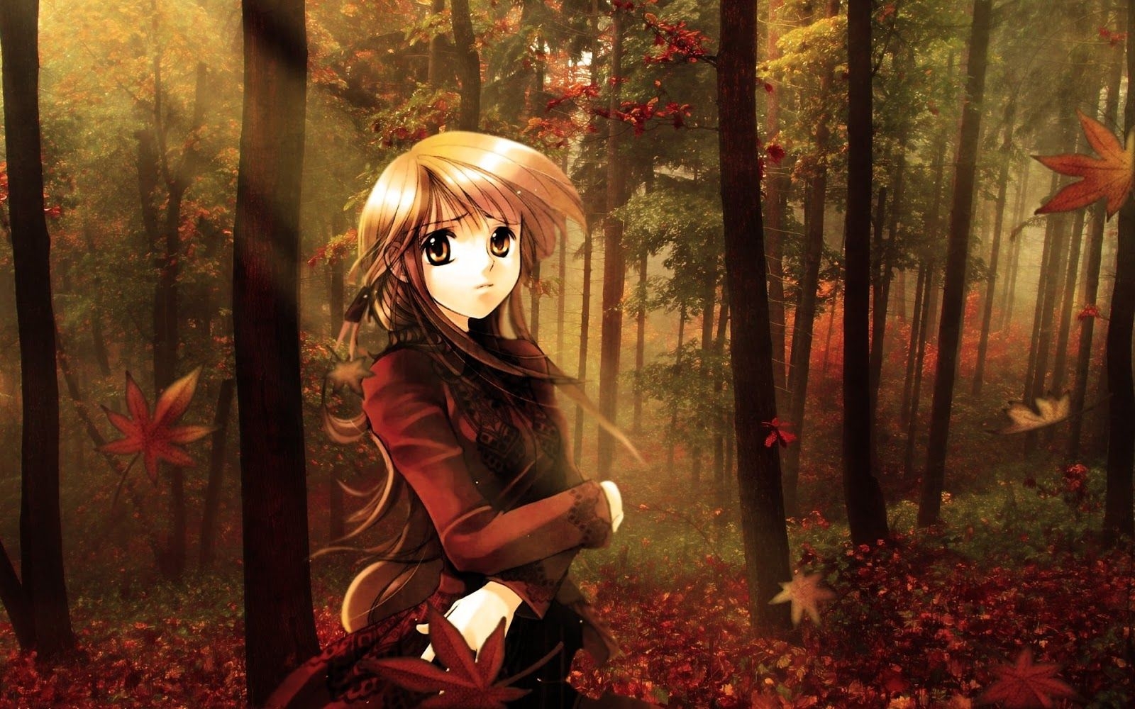 1600x1000 Anime Girl Autumn Fall, Desktop