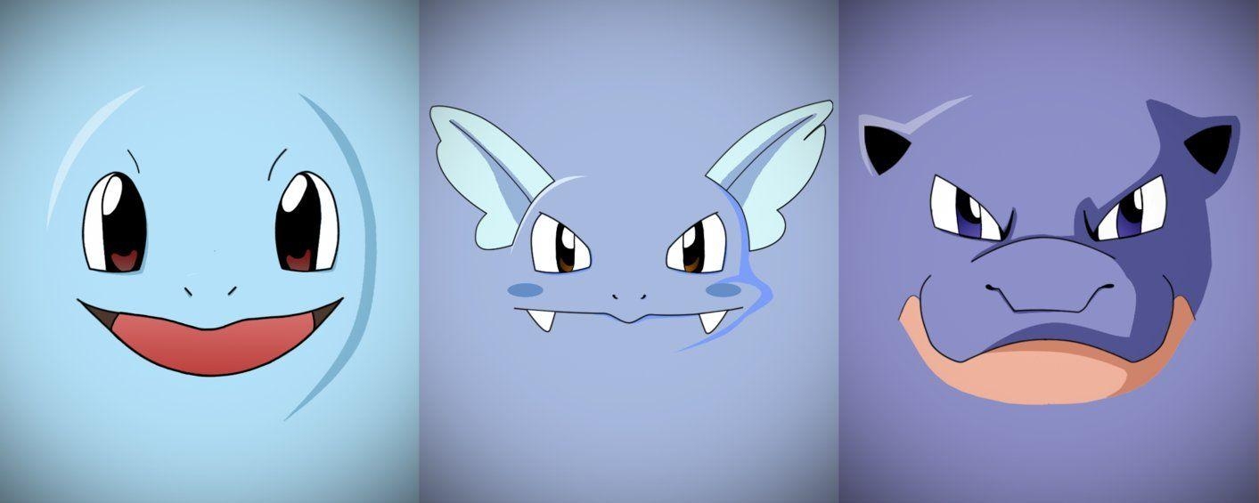 1420x570 Minimalist Squirtle, Wartortle and Blastoise by Vault-Girl, Dual Screen