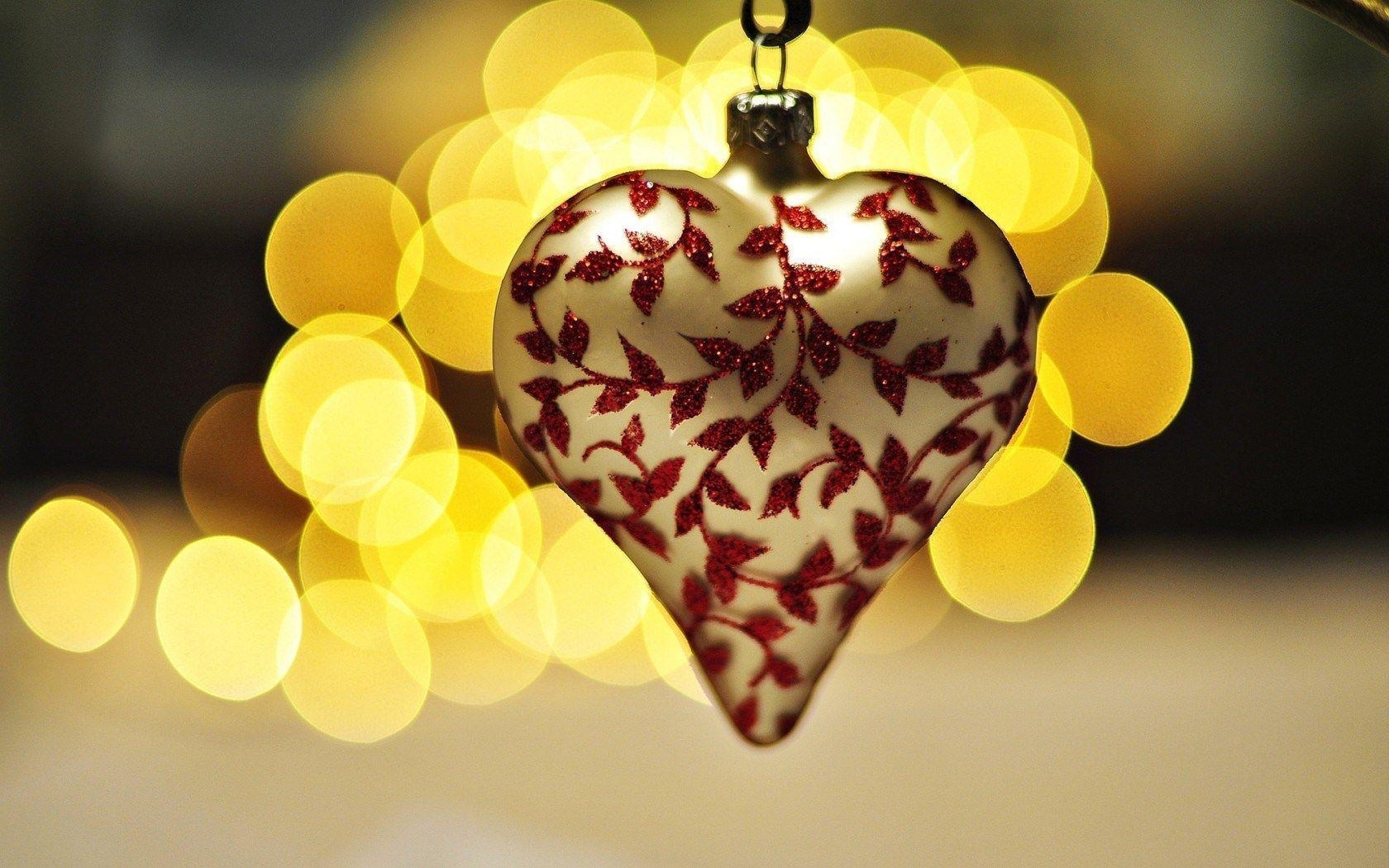 1680x1050 Heart Christmas Holiday Decoration Bokeh Lights New Year HD, Desktop